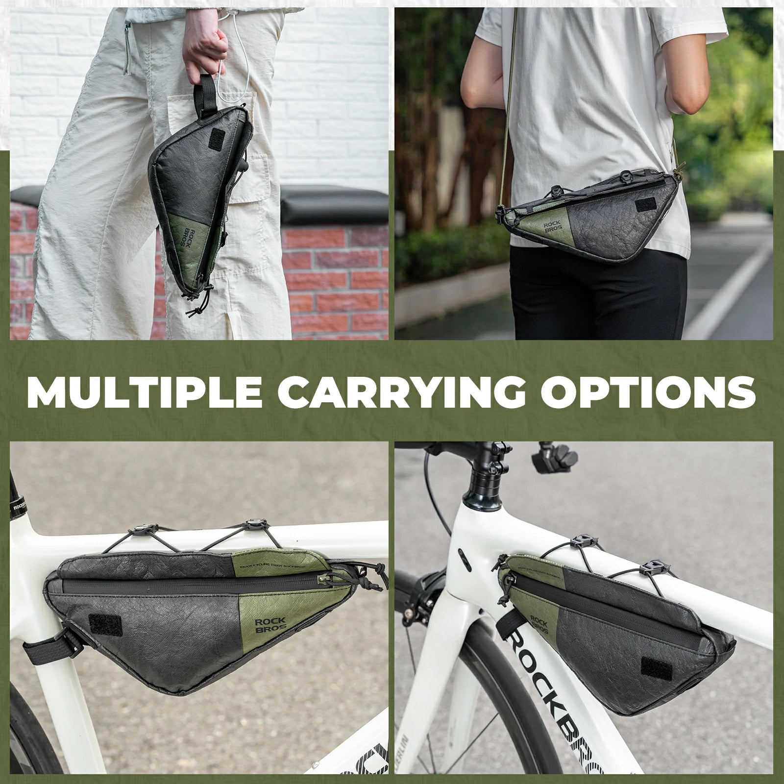 rockbros 0.7 l tyvek® triangle frame bag in matte black