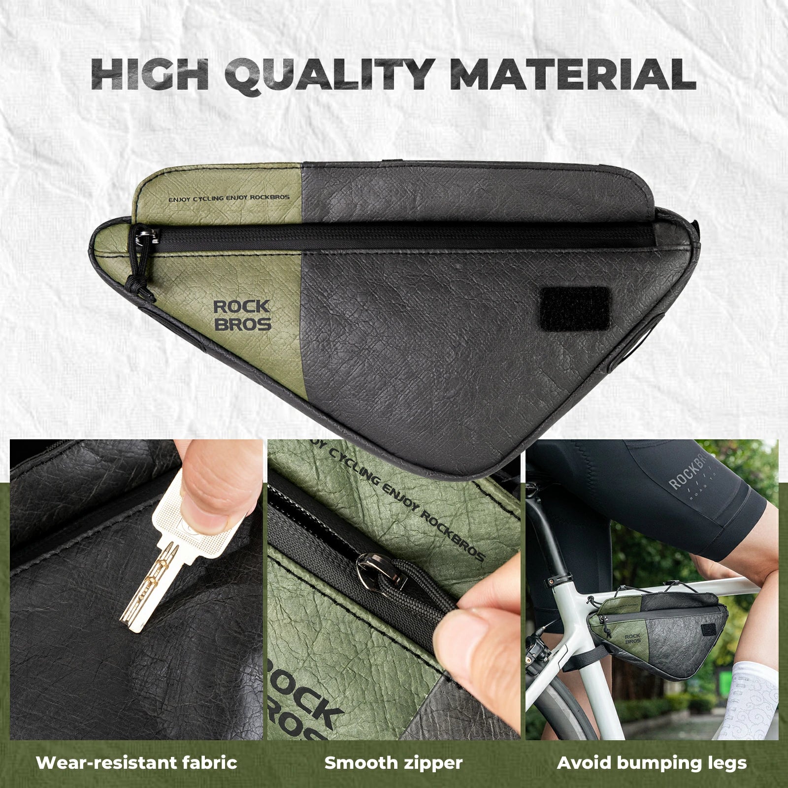 rockbros 0.7 l tyvek® triangle frame bag in matte black