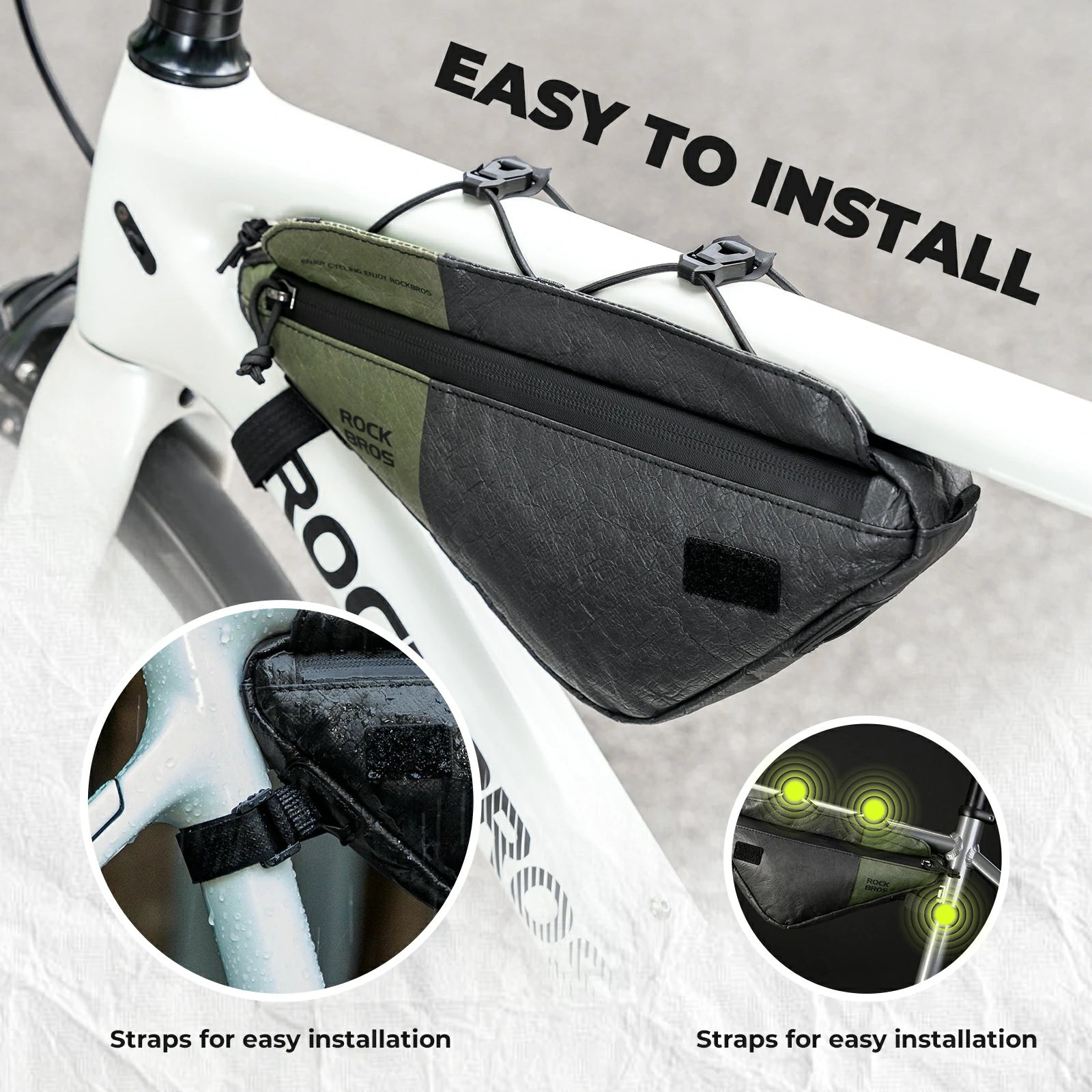 rockbros 0.7 l tyvek® triangle frame bag in matte black