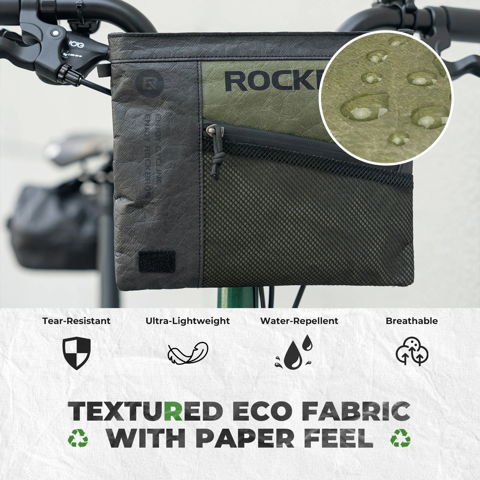 rockbros db002 tyvek® handlebar bag in matte black