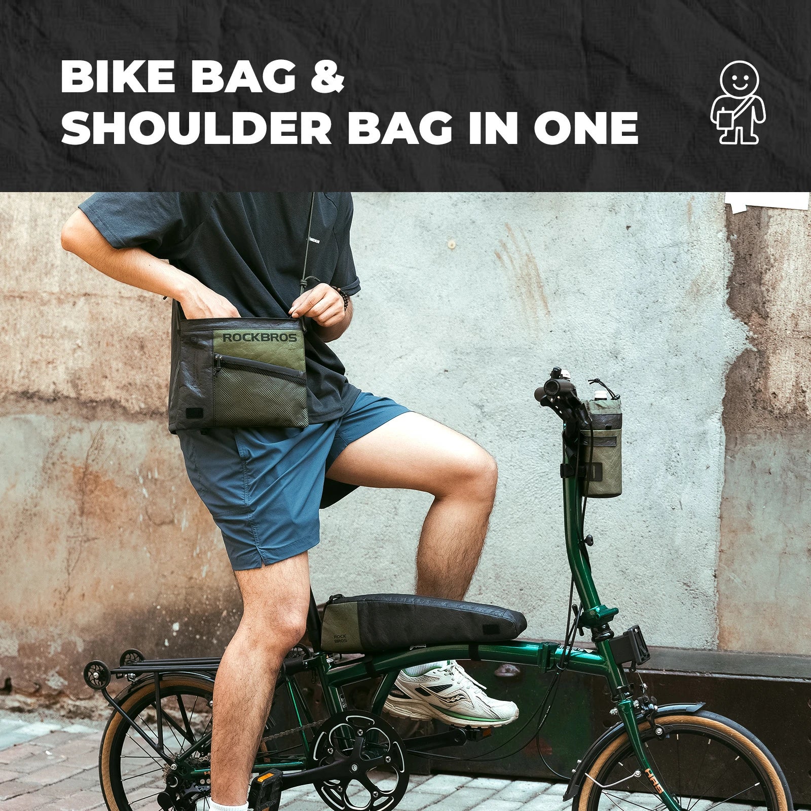 rockbros db002 tyvek® handlebar bag in matte black