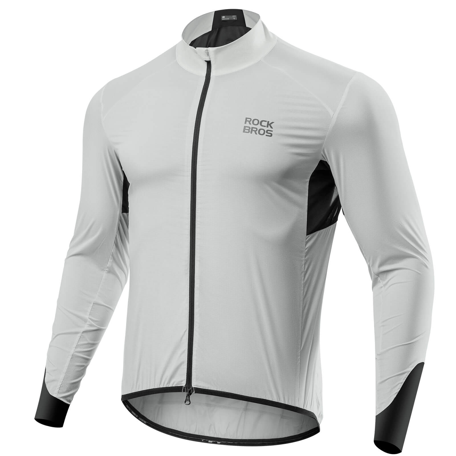 ROCKBROS ultra-light wind jacket, packable and breathable design ideal for wind protection during cycling and outdoor activities.