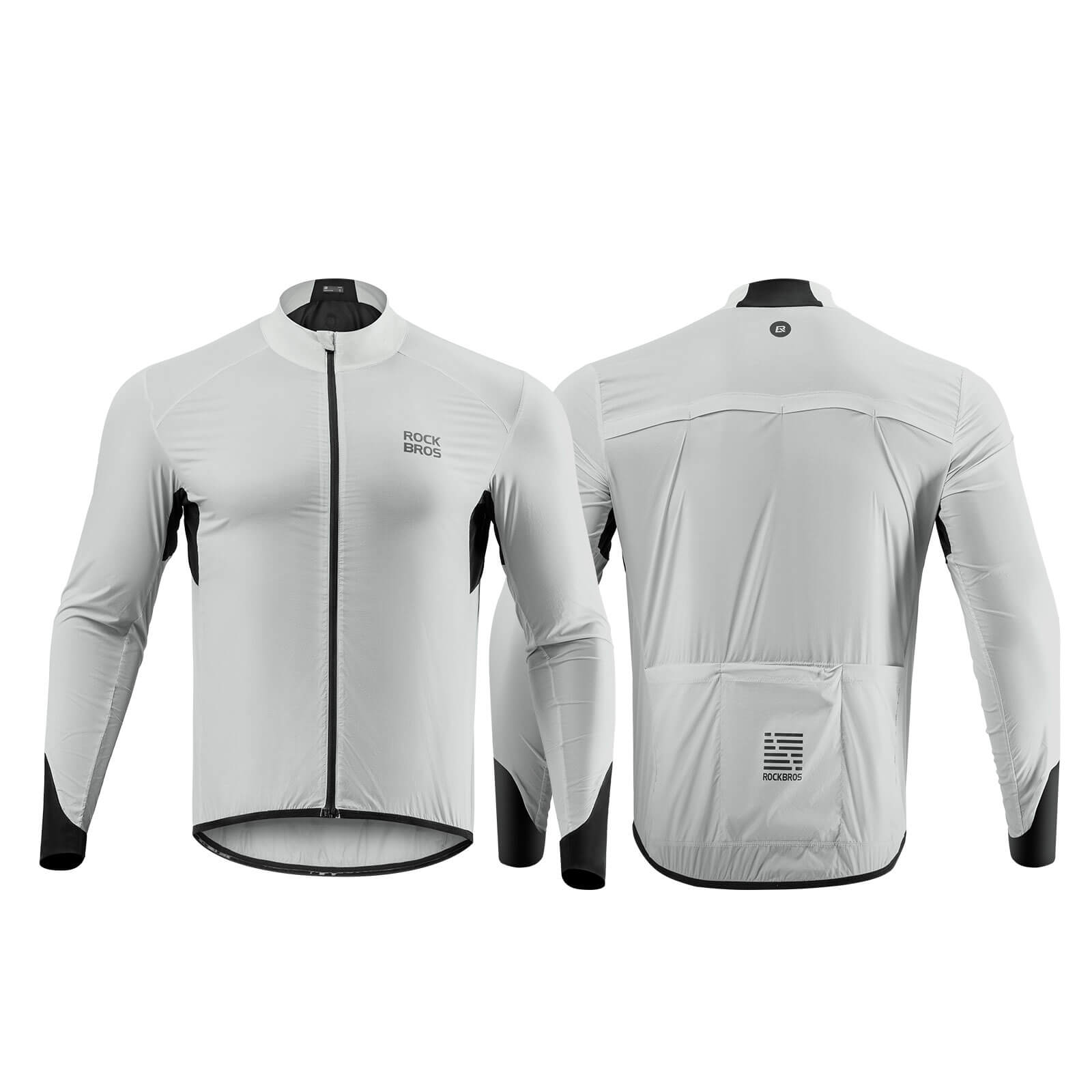 ROCKBROS ultra-light wind jacket, packable and breathable design ideal for wind protection during cycling and outdoor activities.