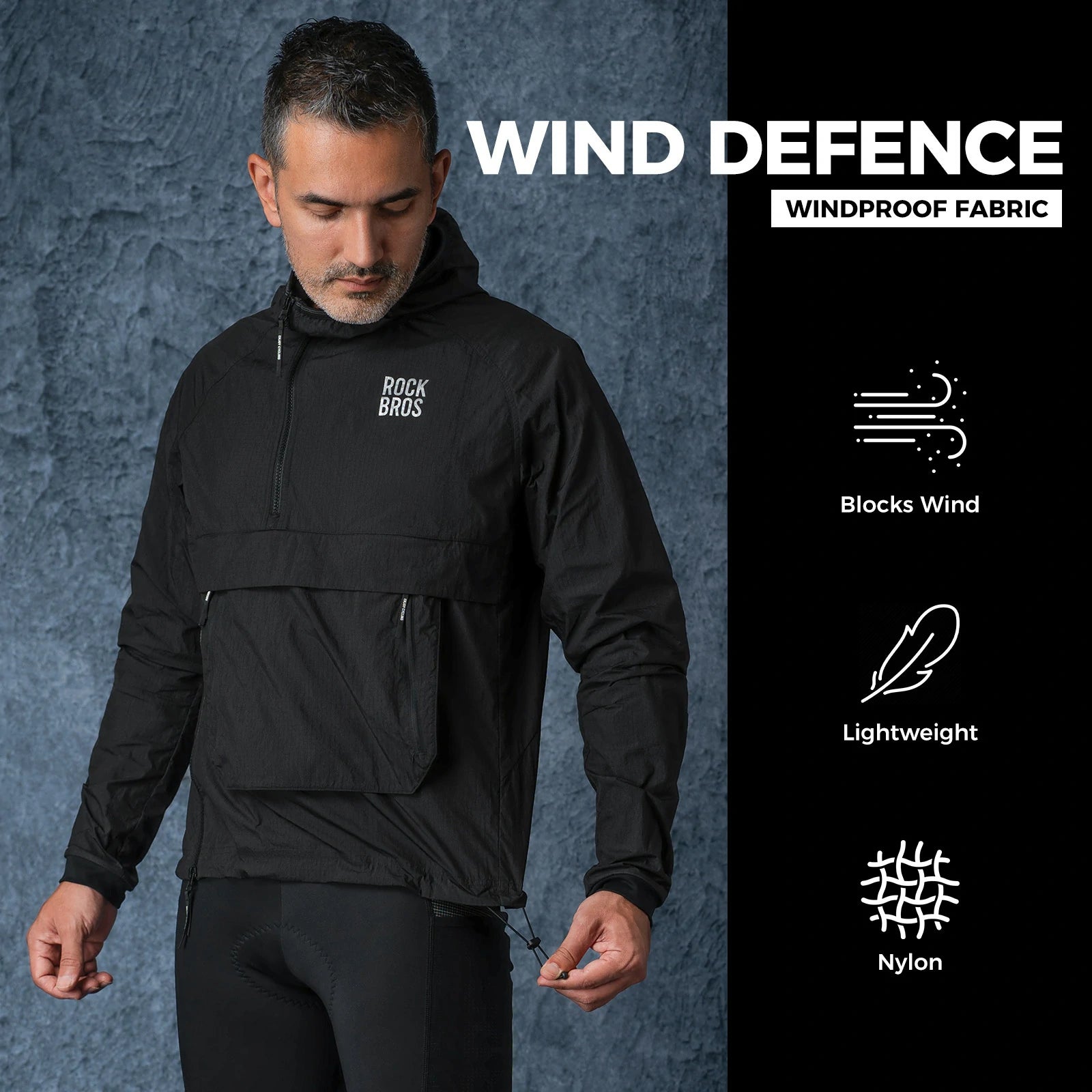 Windproof Cycling Jacket with Magnetic Pocket Water