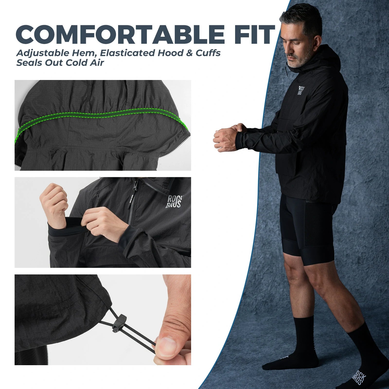 Windproof Cycling Jacket with Magnetic Pocket Water