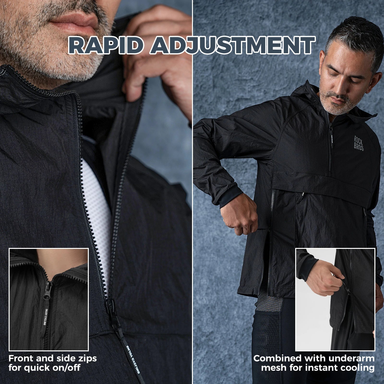 Windproof Cycling Jacket with Magnetic Pocket Water