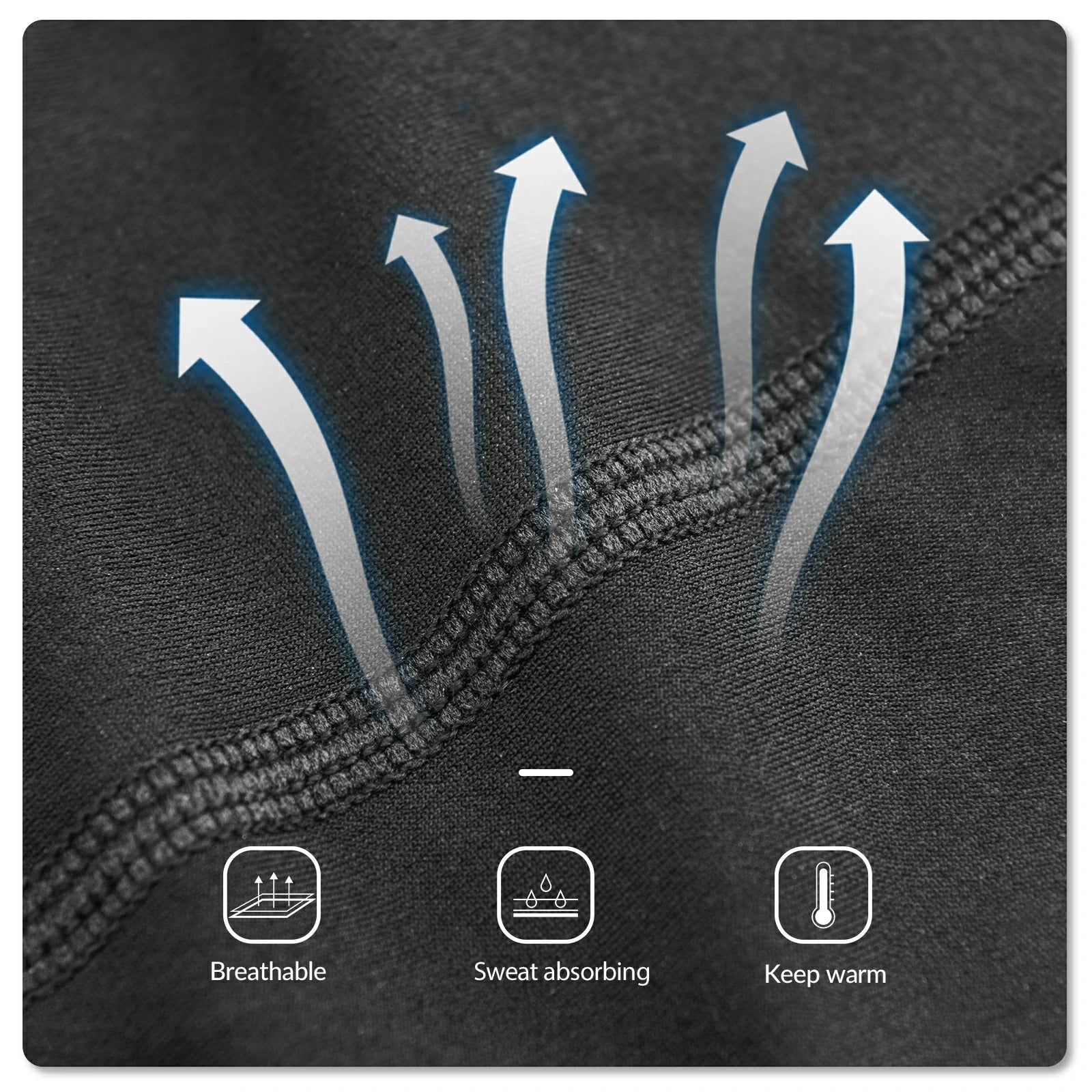 rockbros black thermal arm sleeves in soft fleece-lined polyester-spandex
