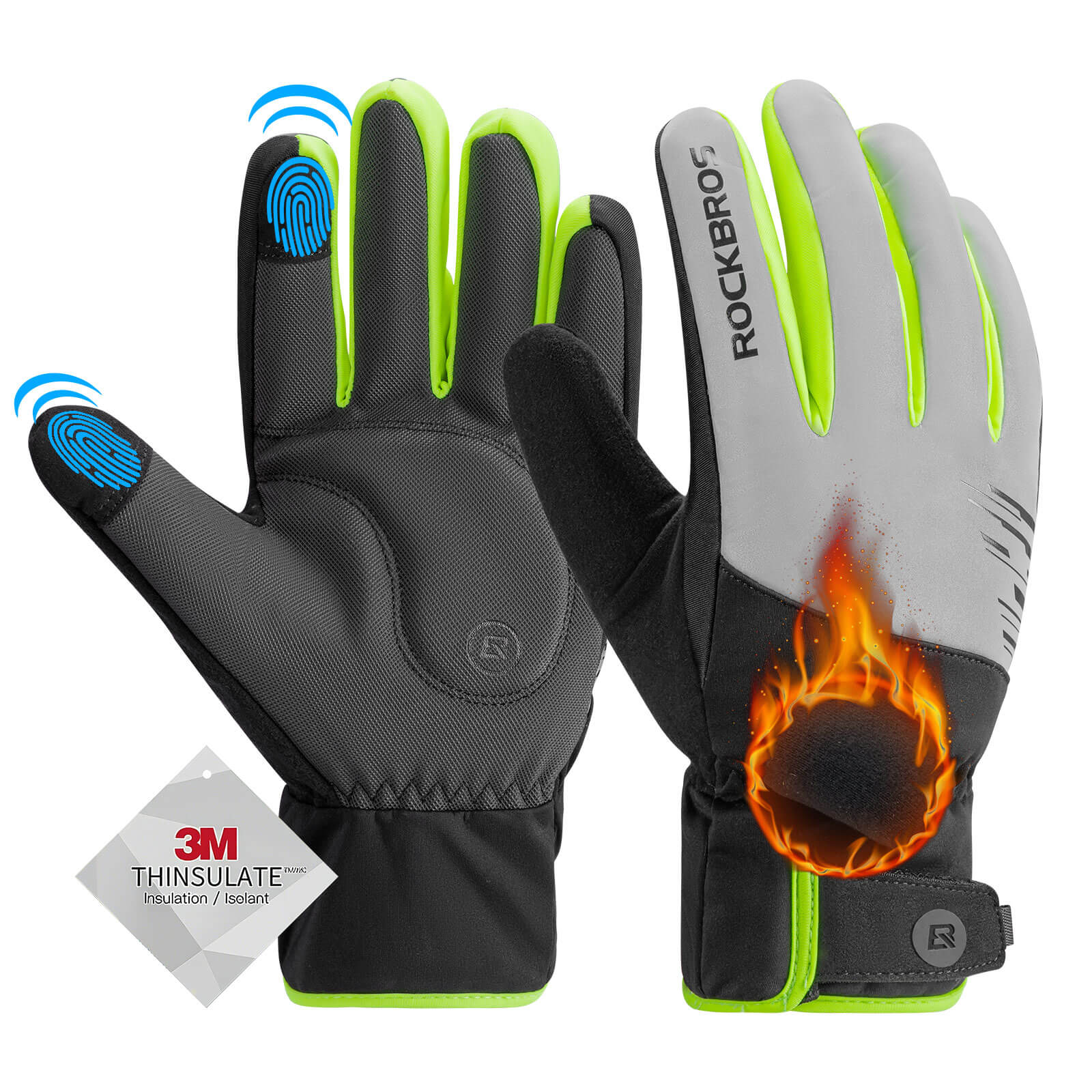 ROCKBROS Winter Cycling Gloves Reflective Thermal