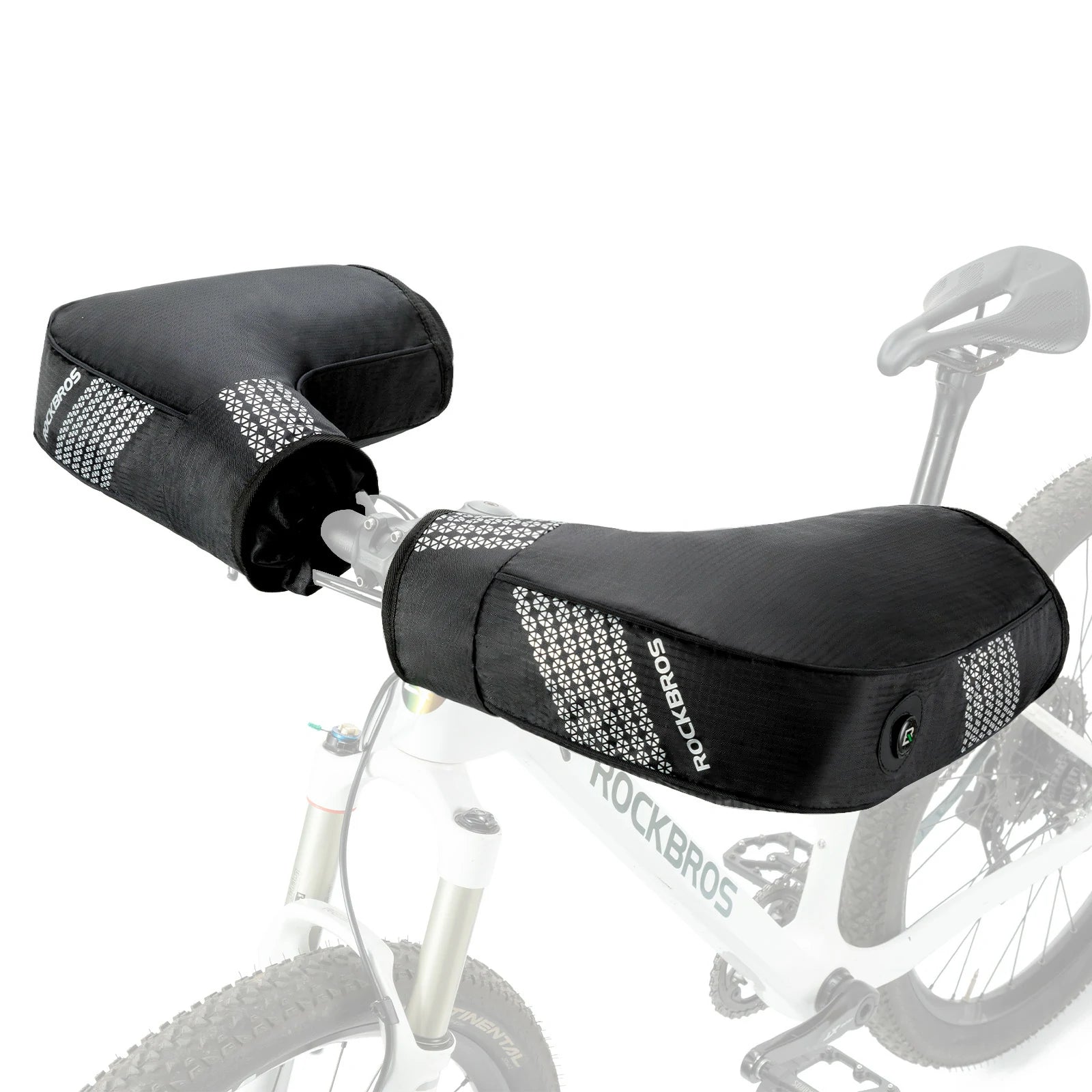 rockbros black winter handlebar mittens in windproof oxford cloth