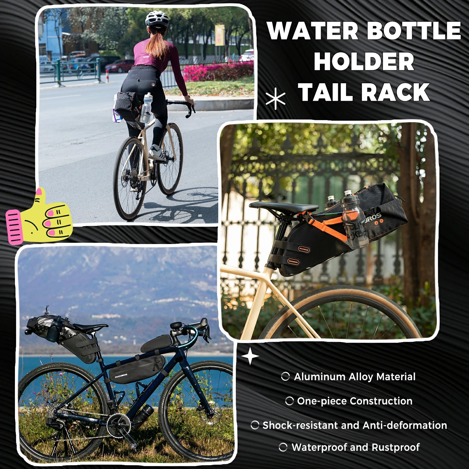 ROCKBROS saddle rail bottle cage black anti-shake