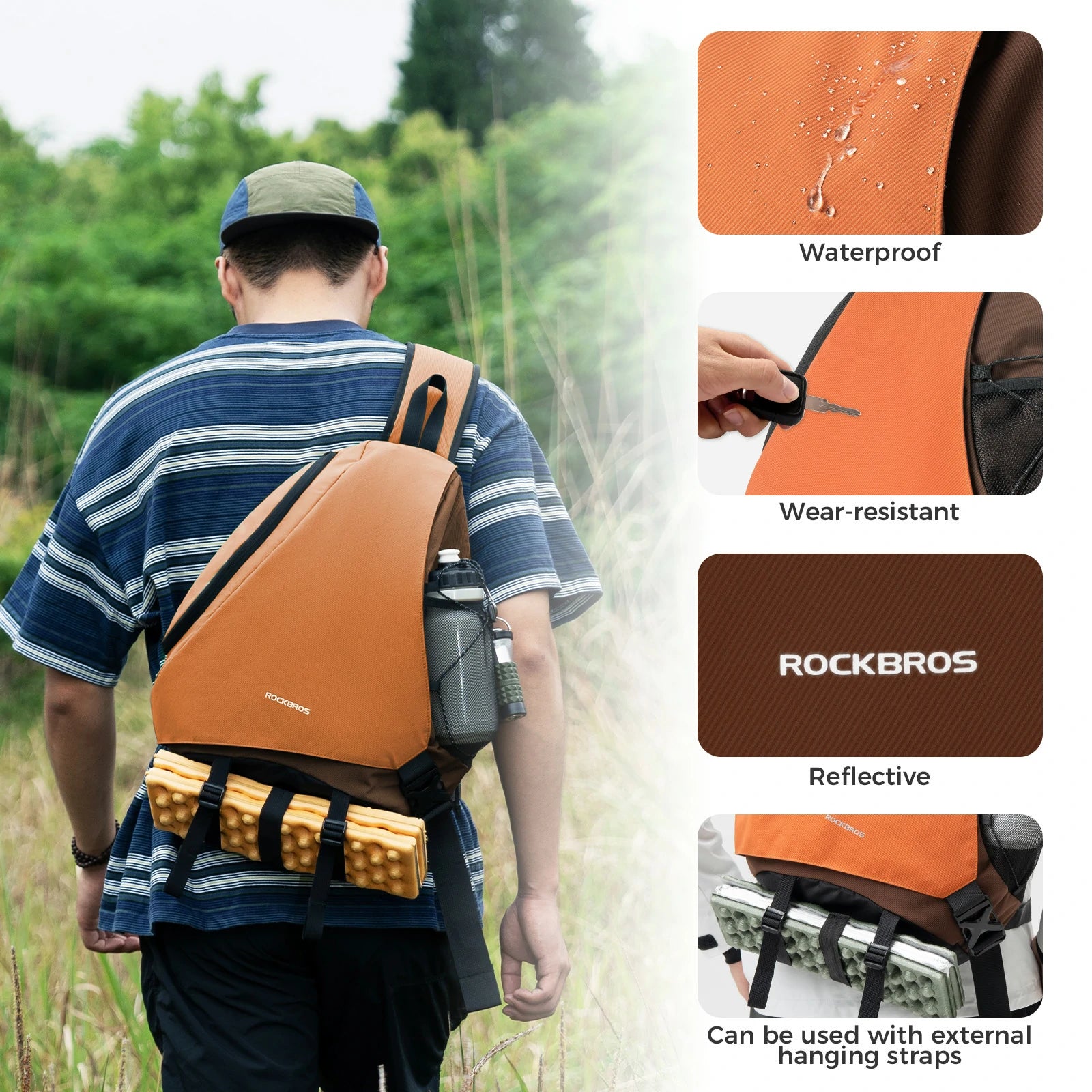ROCKBROS sling bag lightweight crossbody backpack 11.5l
#Color_Orange