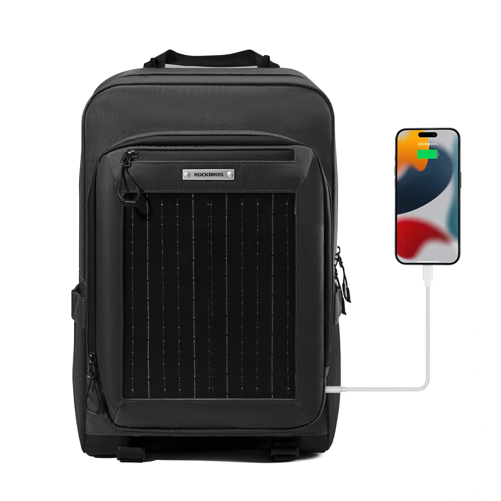 ROCKBROS solar backpack 20L with detachable 14W solar panel
#Color_Black
