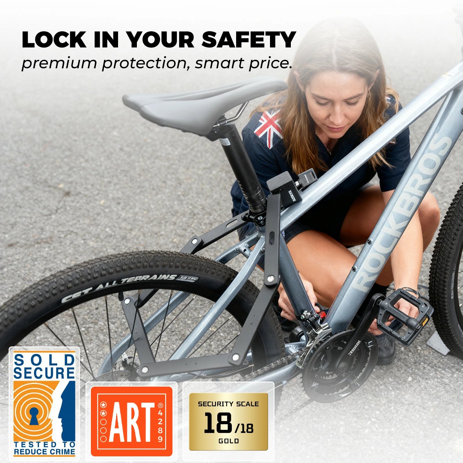 Sold Secure Gold Folding Bike Lock High-Security 360° Design 