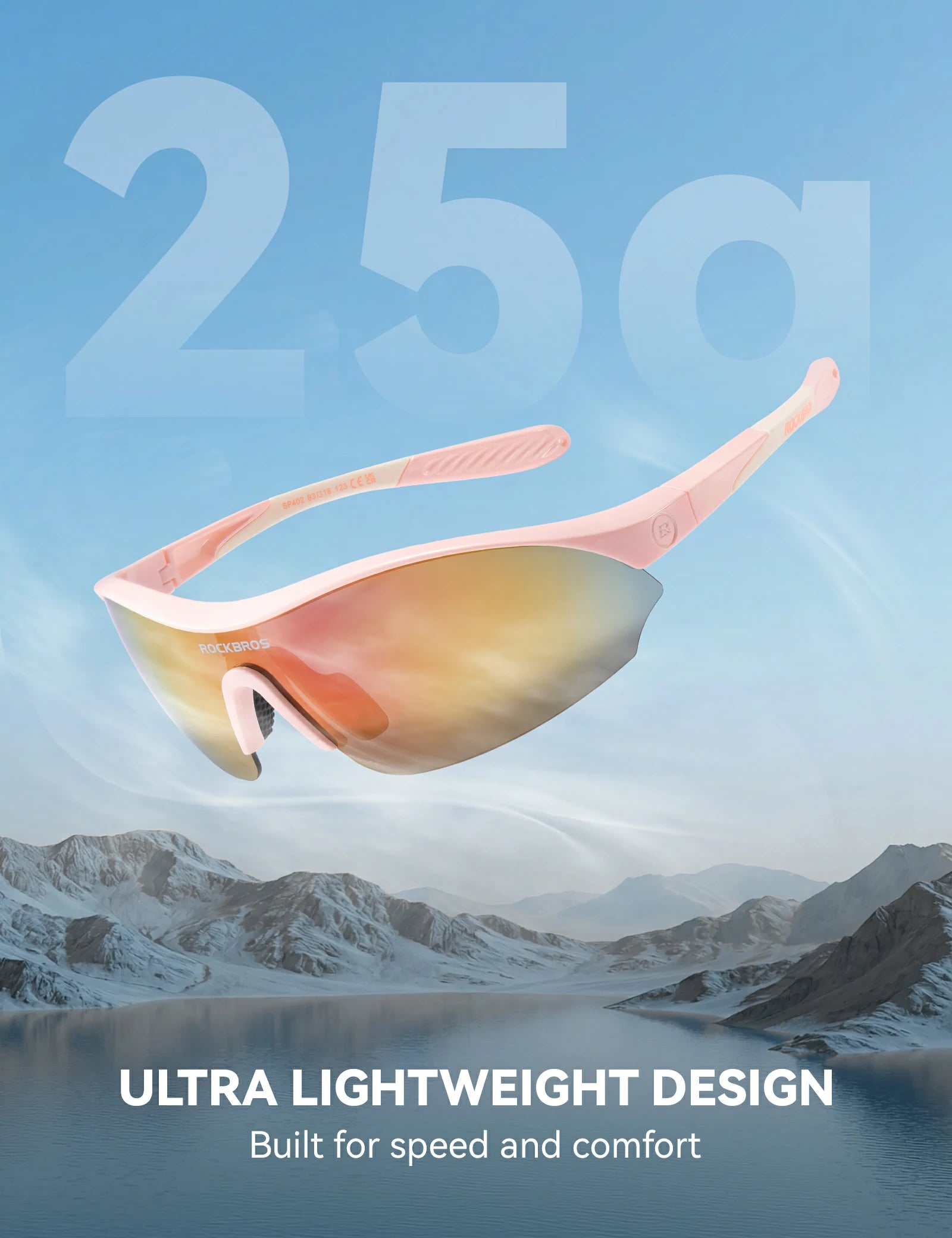 Sports Cycling Sunglasses with 3 Interchangeable#Color_Pink