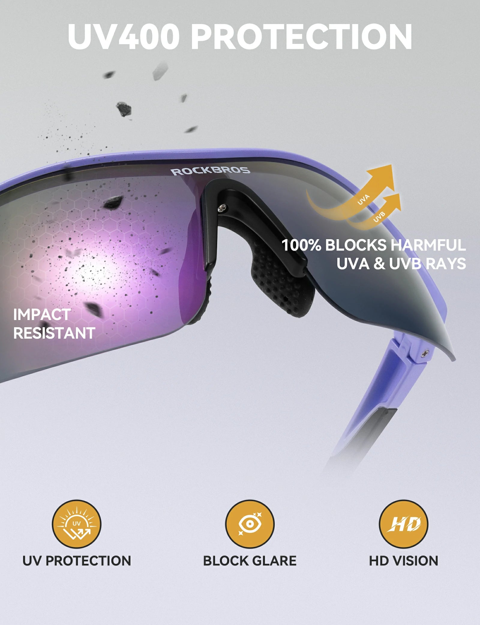Sports Cycling Sunglasses with 3 Interchangeable
