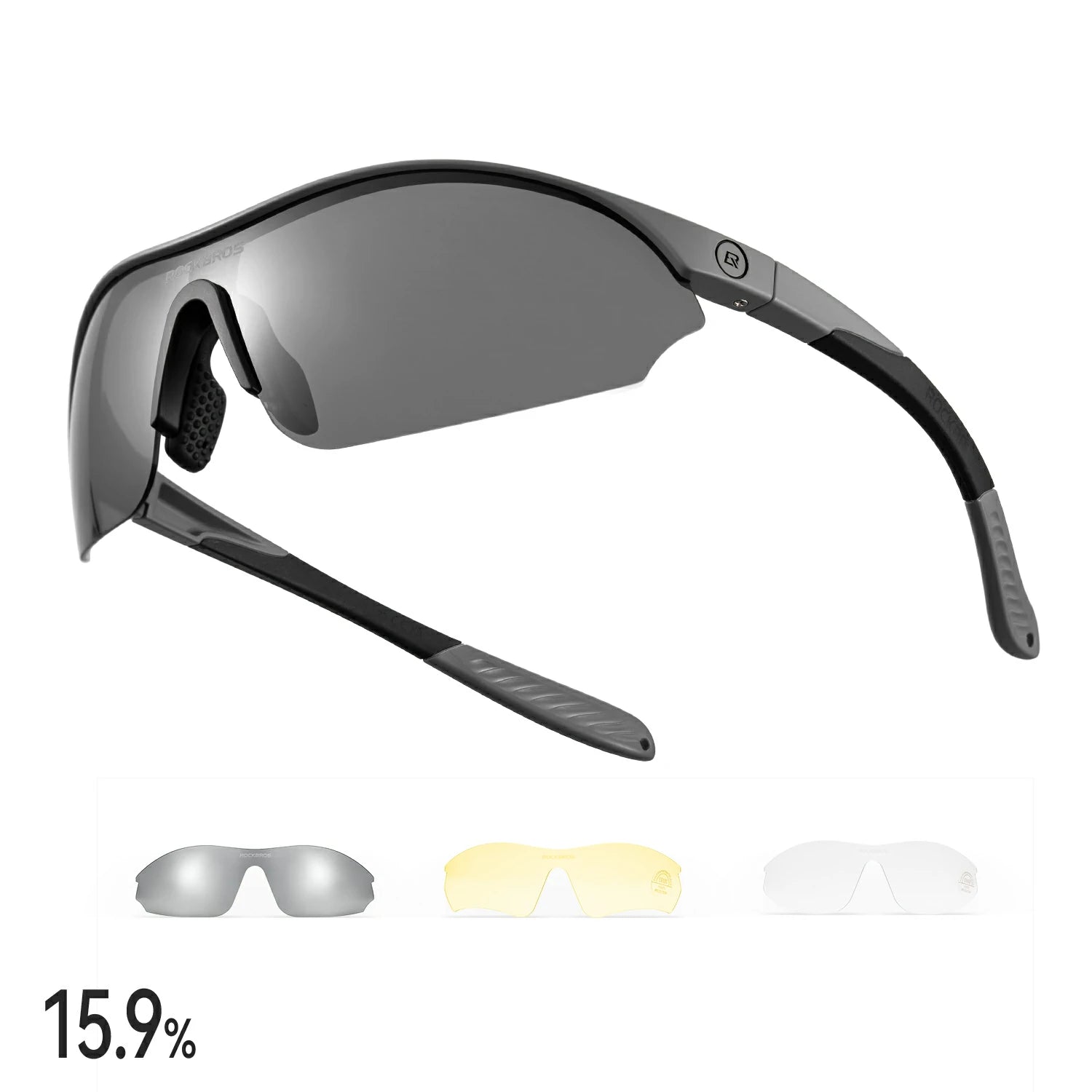Sports Cycling Sunglasses with 3 Interchangeable UV400 Lenses