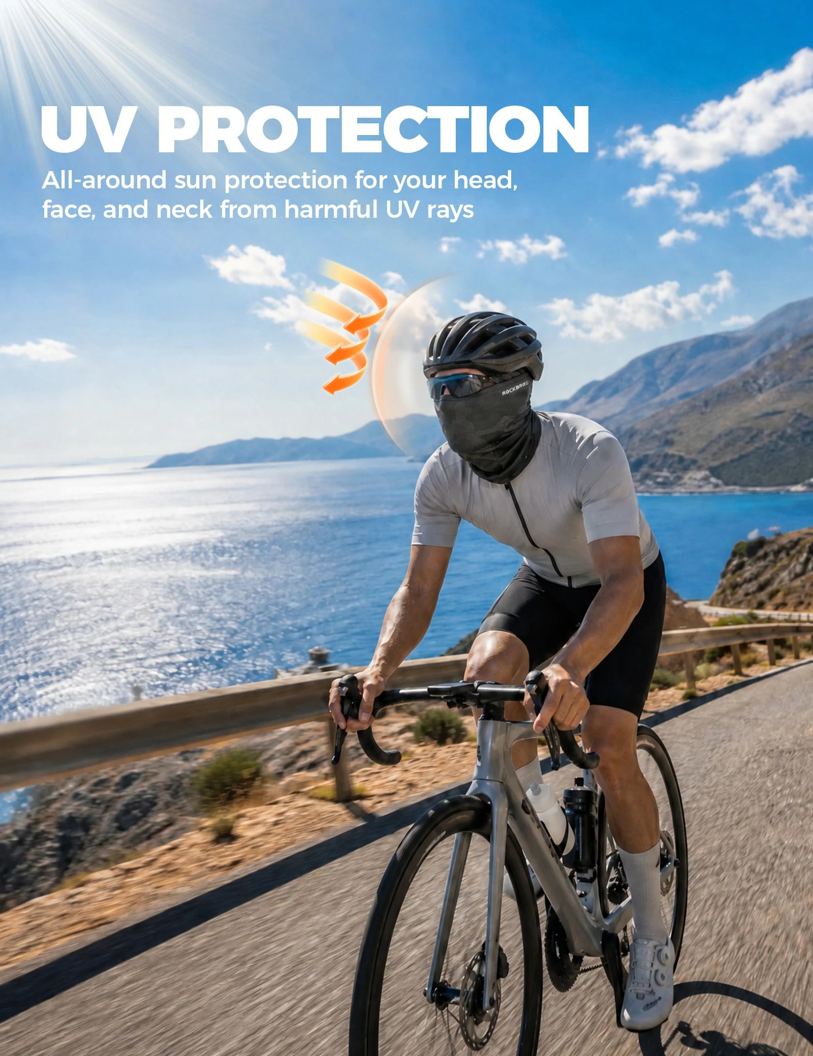 rockbros summer ice silk balaclava face mask for cooling and sun protection