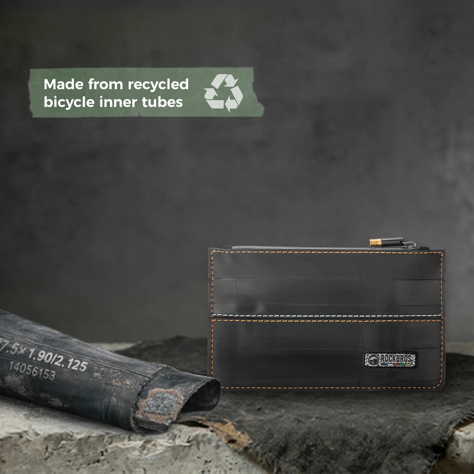 Road-to-Sky Sustainable Eco-Friendly Recycled Tire Bike Wallet 0.7L