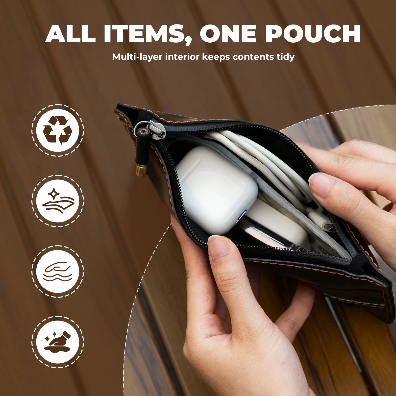 Road-to-Sky Sustainable Eco-Friendly Recycled Tire Bike Wallet 0.7L