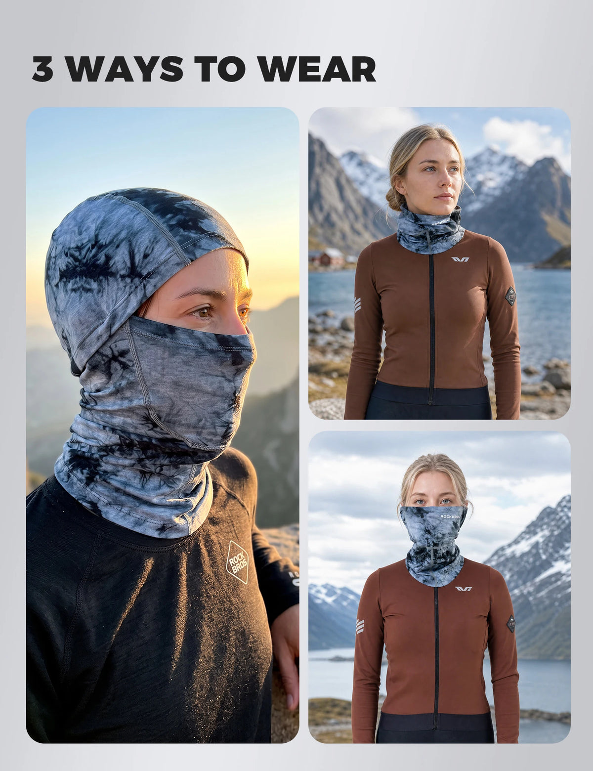 Tencel merino wool balaclava three ways to wear