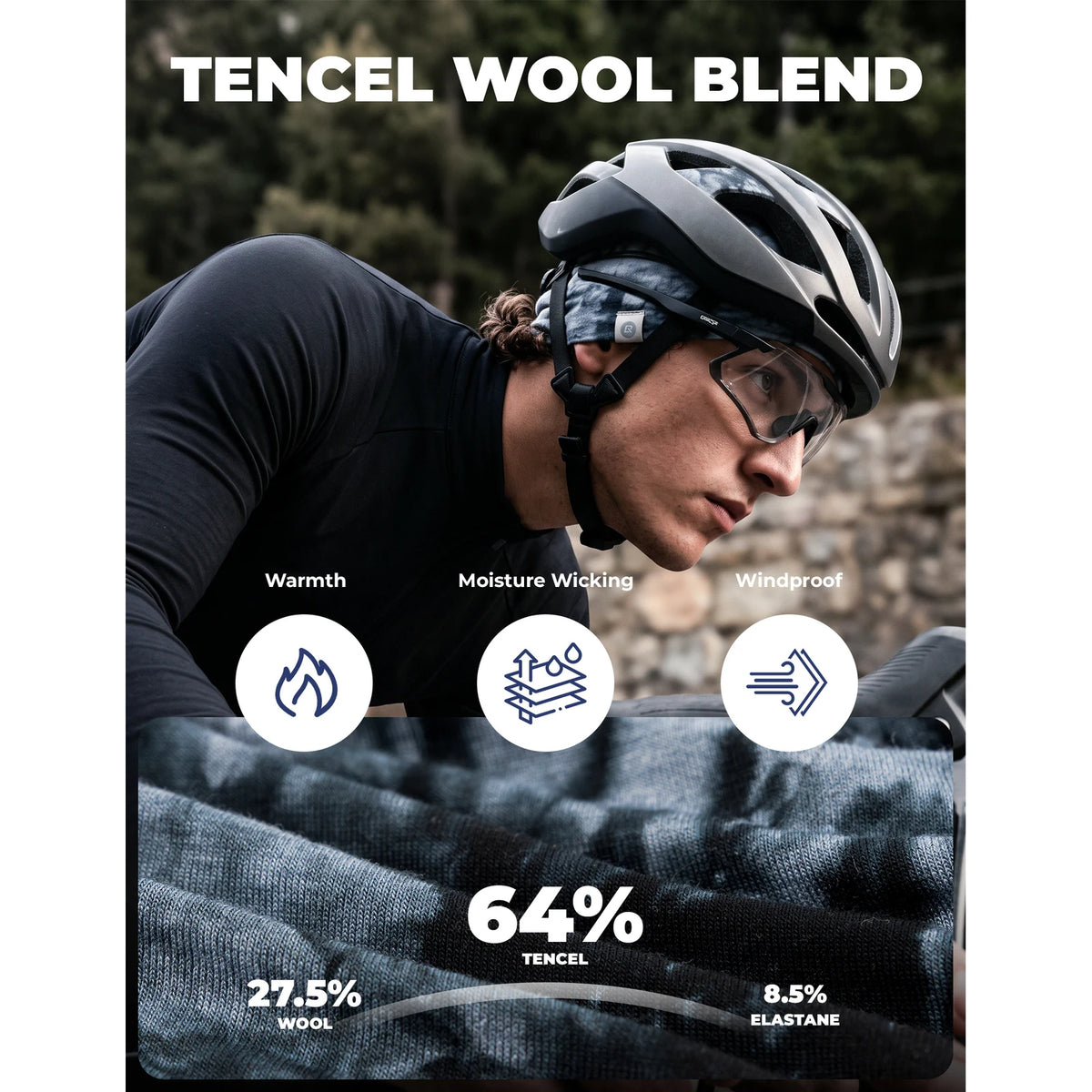 Tencel wool cycling skull cap