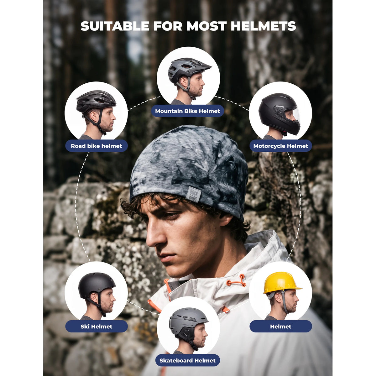 Tencel wool cycling skull cap