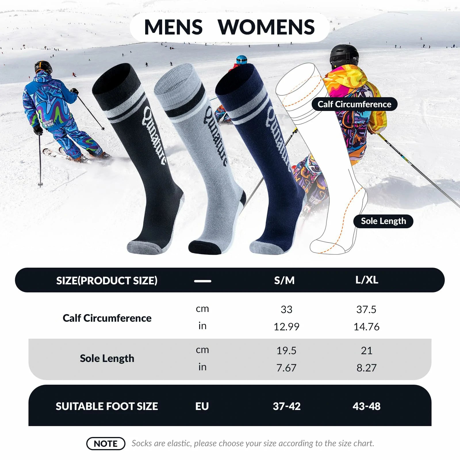 thermal ski socks warm thick knee high winter snow socks
