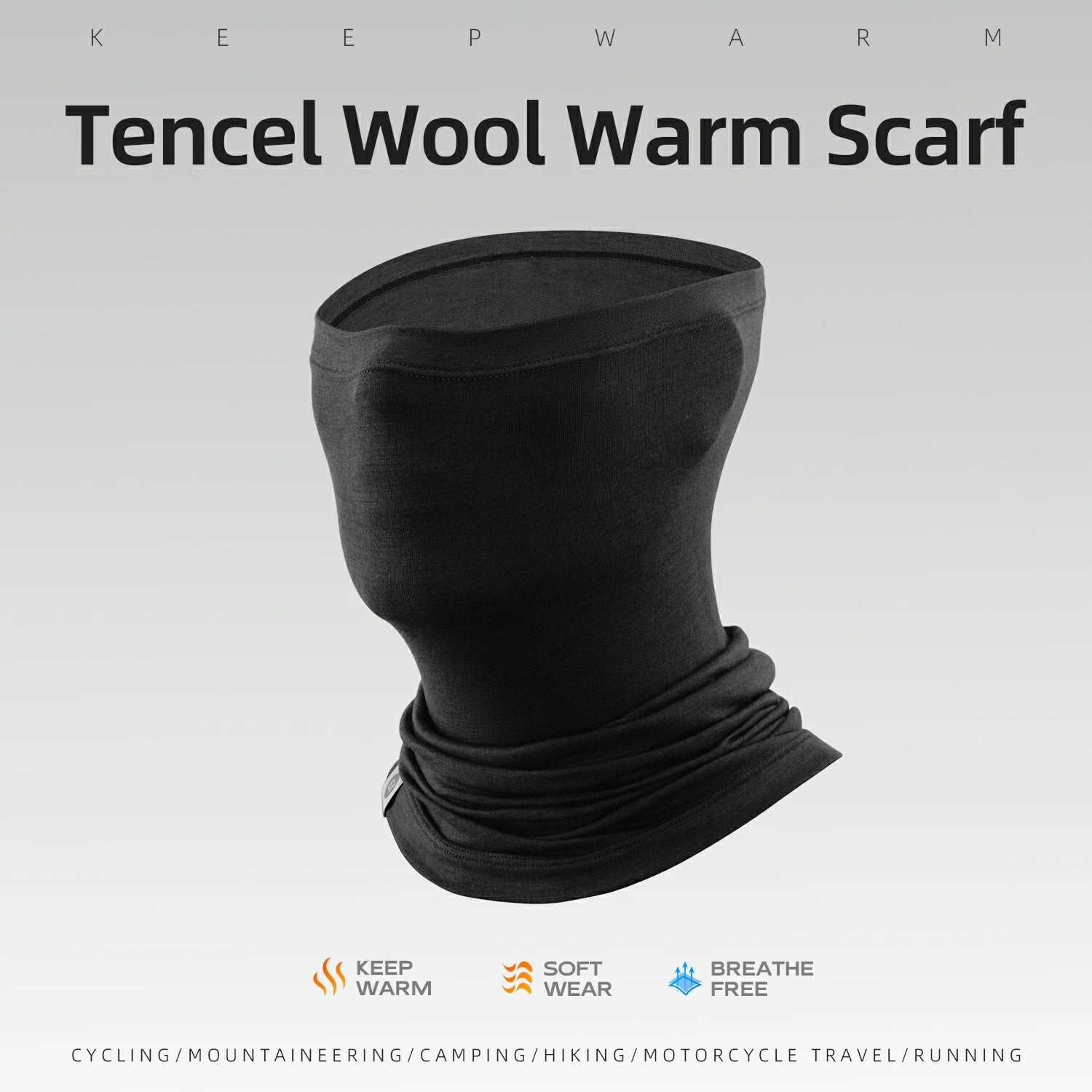 tencel wool neck warmer for winter cycling and outdoor use