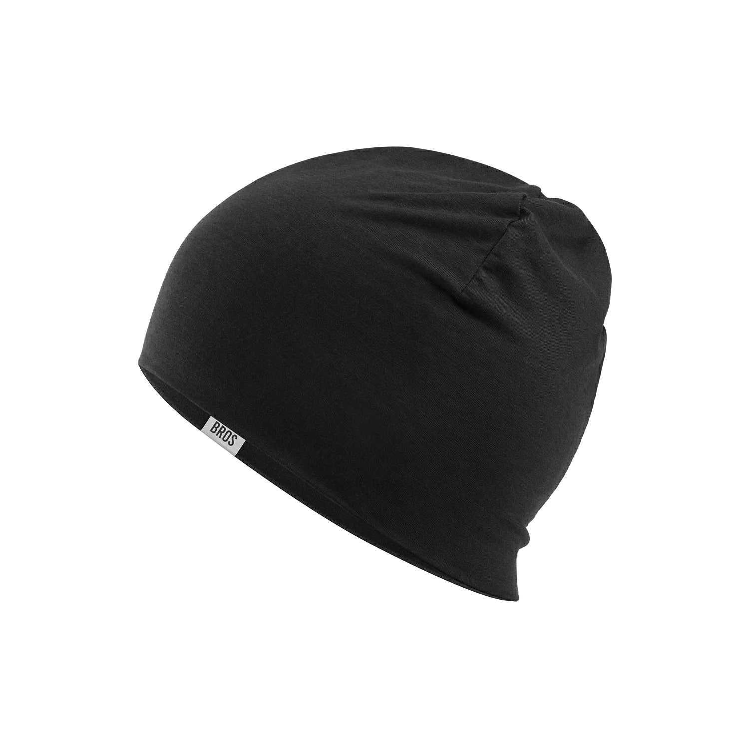 Warm windproof Tencel wool cycling skull cap with ear protection for cold weather rides.#Color_Black