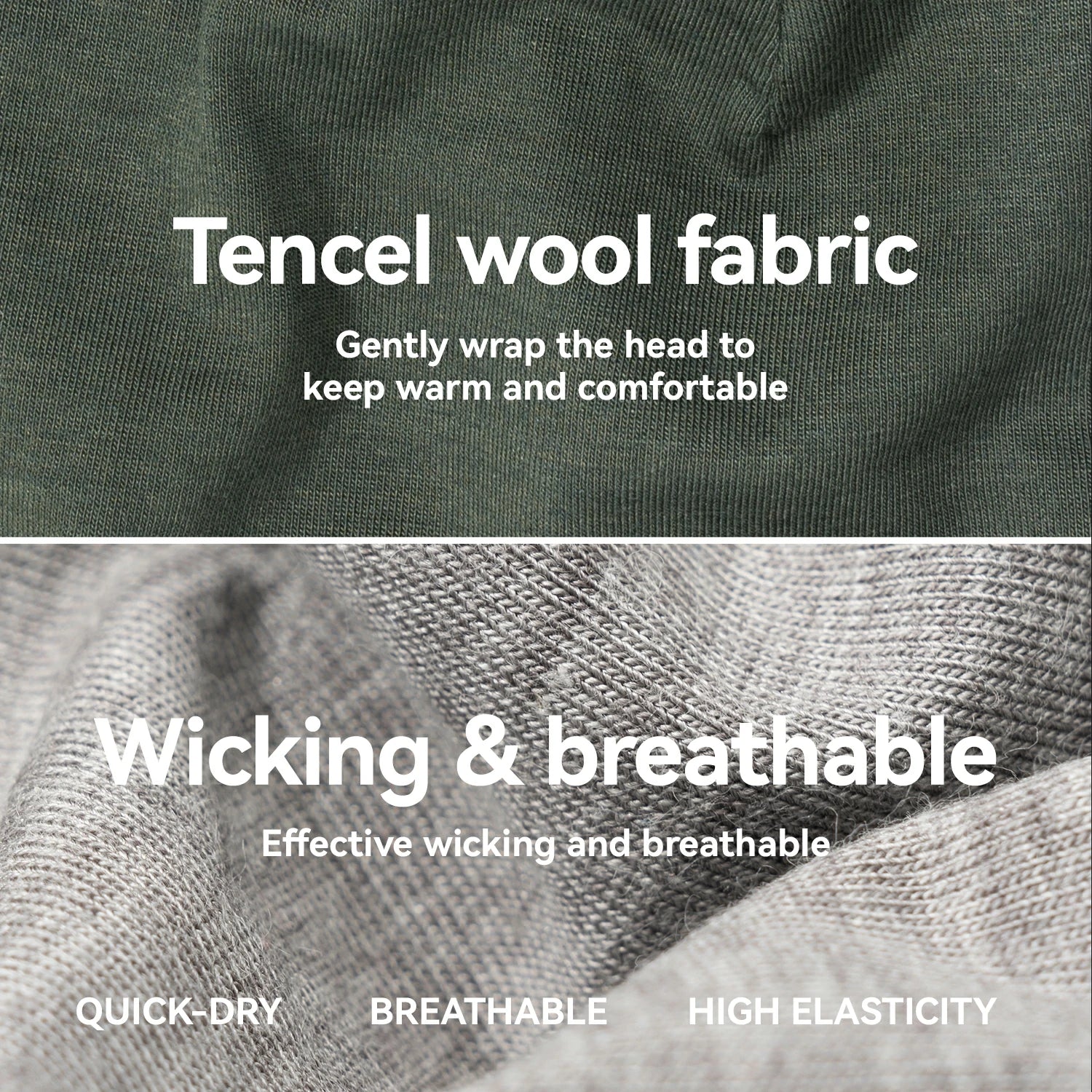 Warm windproof Tencel wool cycling skull cap with ear protection for cold weather rides