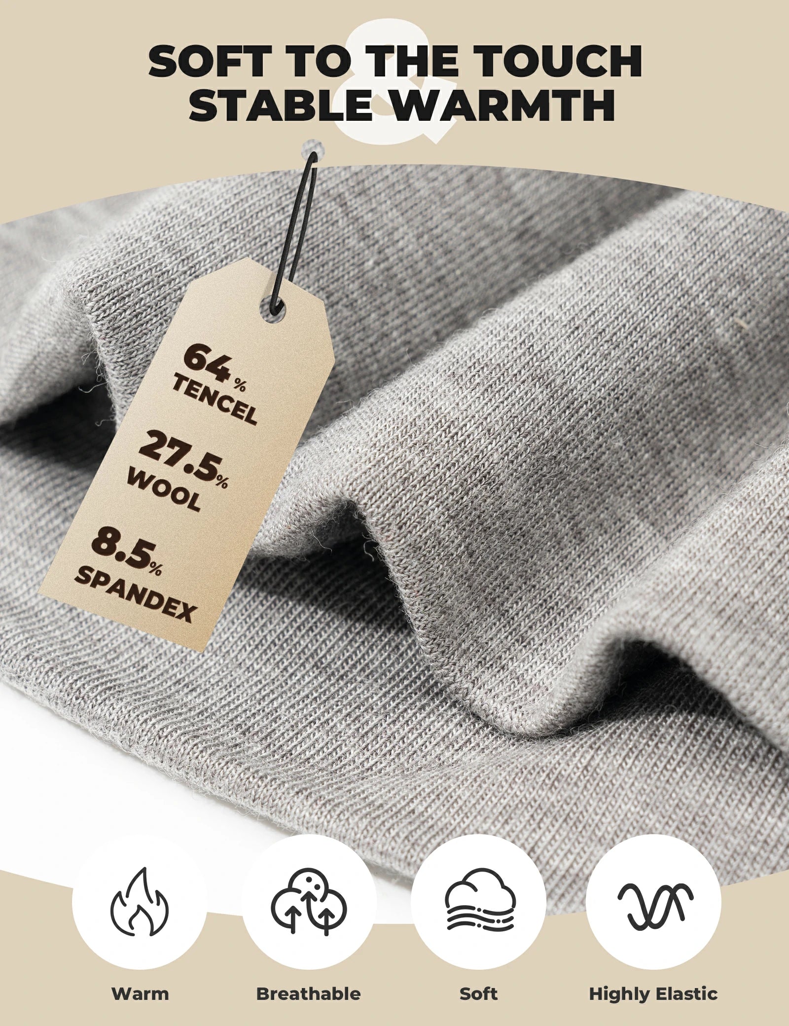 Warm windproof Tencel wool cycling skull cap with ear protection for cold weather rides