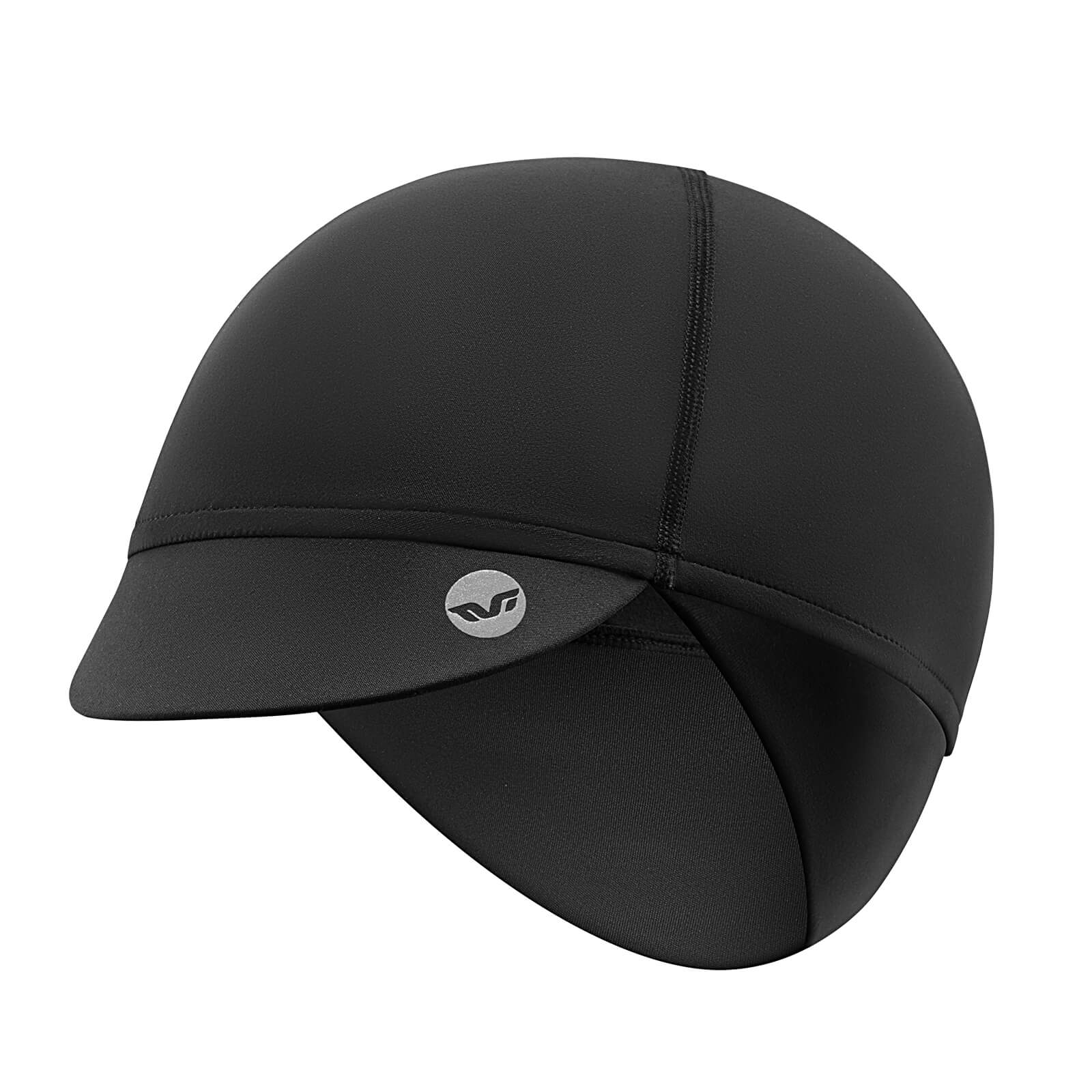 black tvi micro-fleece thermal cycling cap with windproof ear flaps