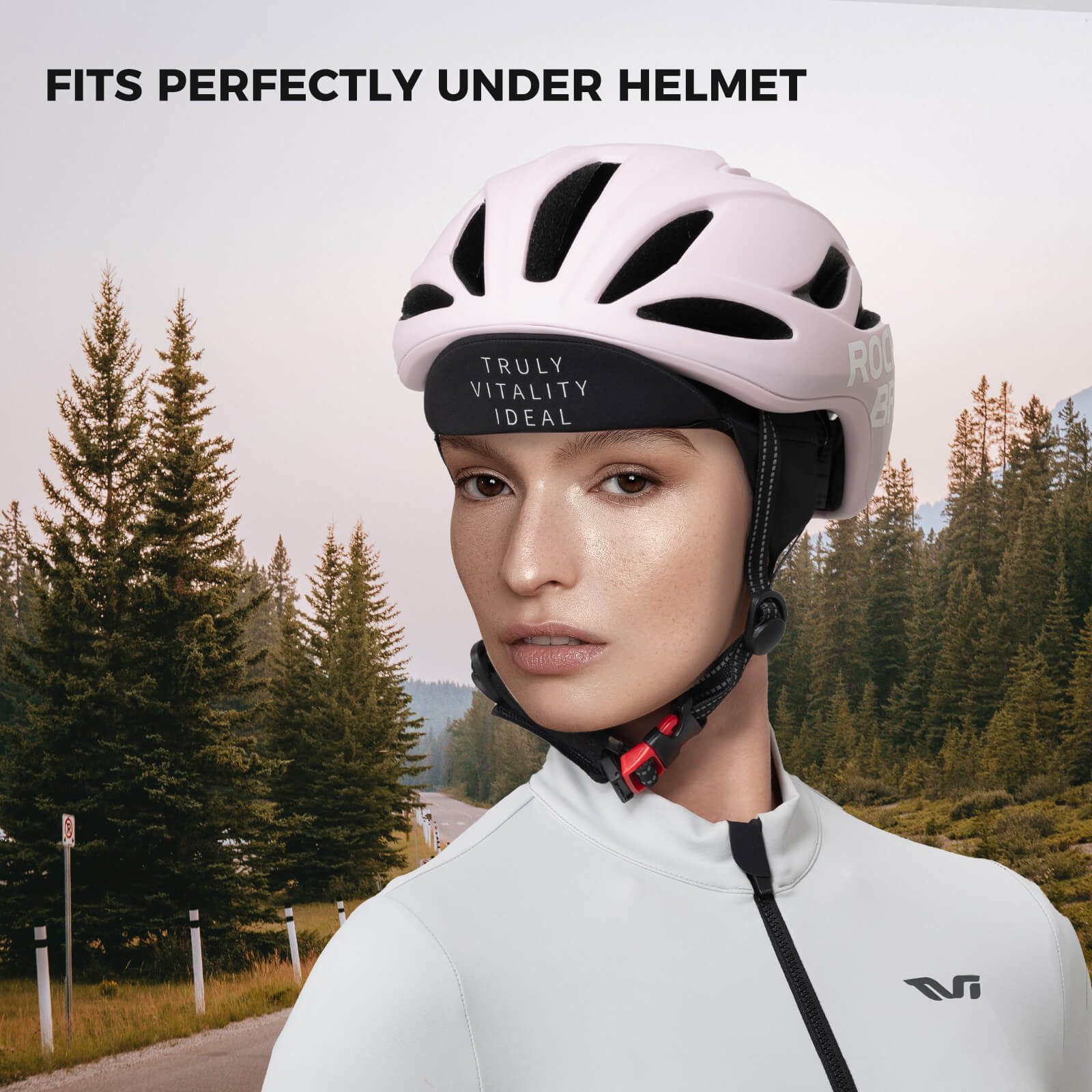 black tvi micro-fleece thermal cycling cap with windproof ear flaps