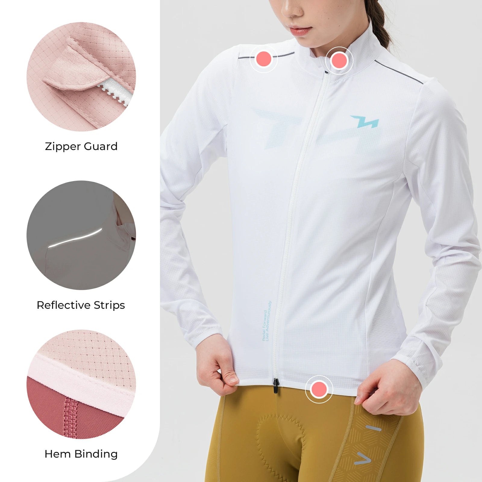 ROCKBROS TVI windproof jackets lightweight breathable for women
#Color_White