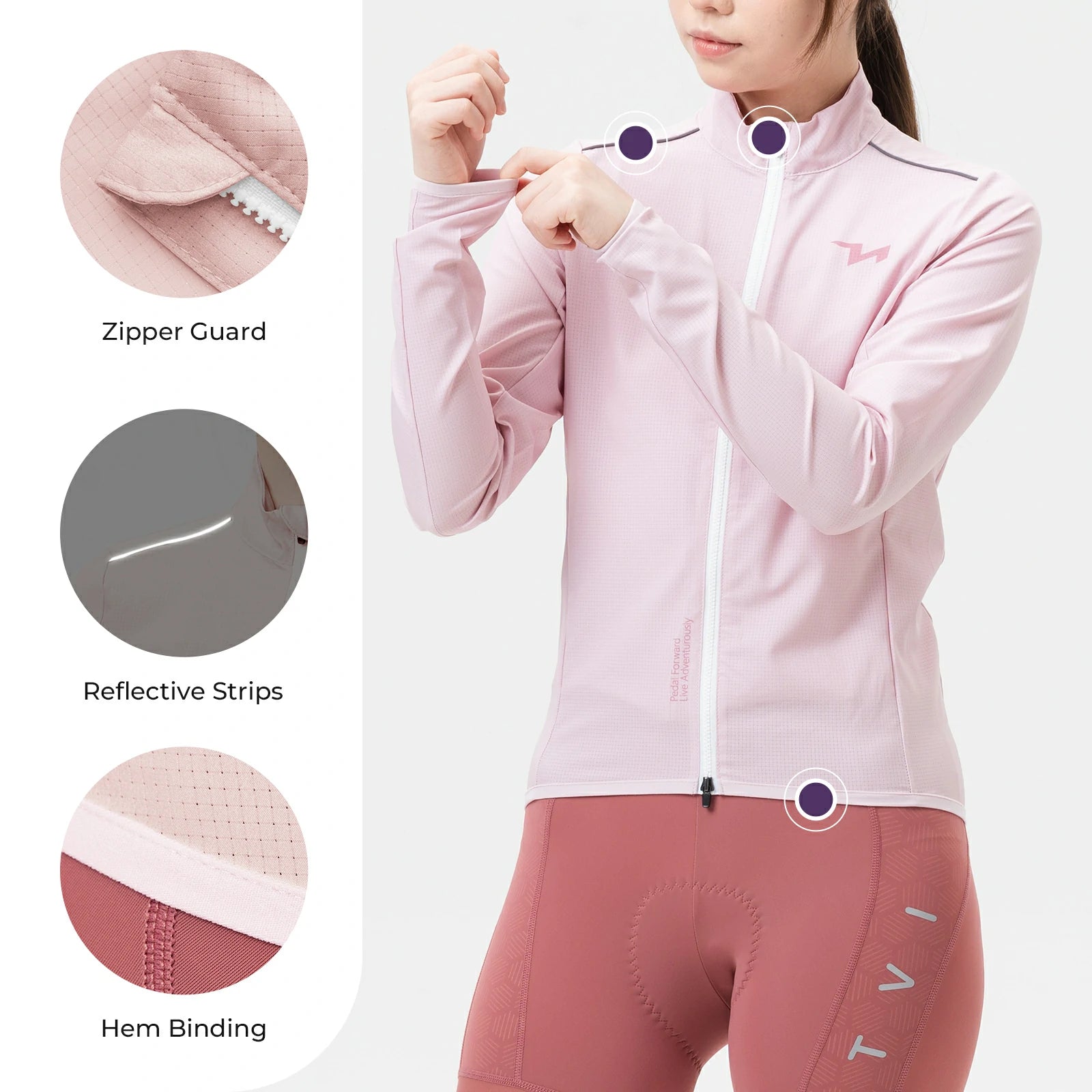 ROCKBROS TVI windproof jackets lightweight breathable for women
#Color_Pink