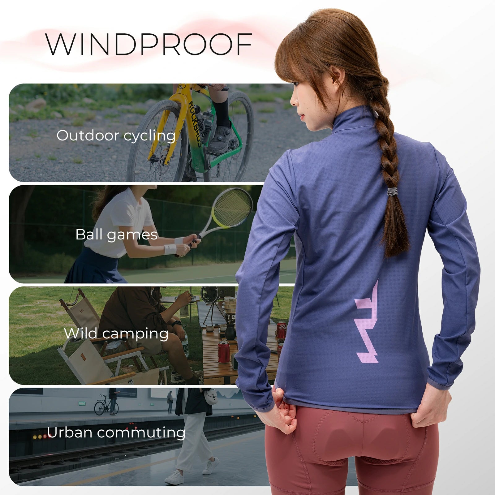 ROCKBROS TVI windproof jackets lightweight breathable for women
#Color_Purple