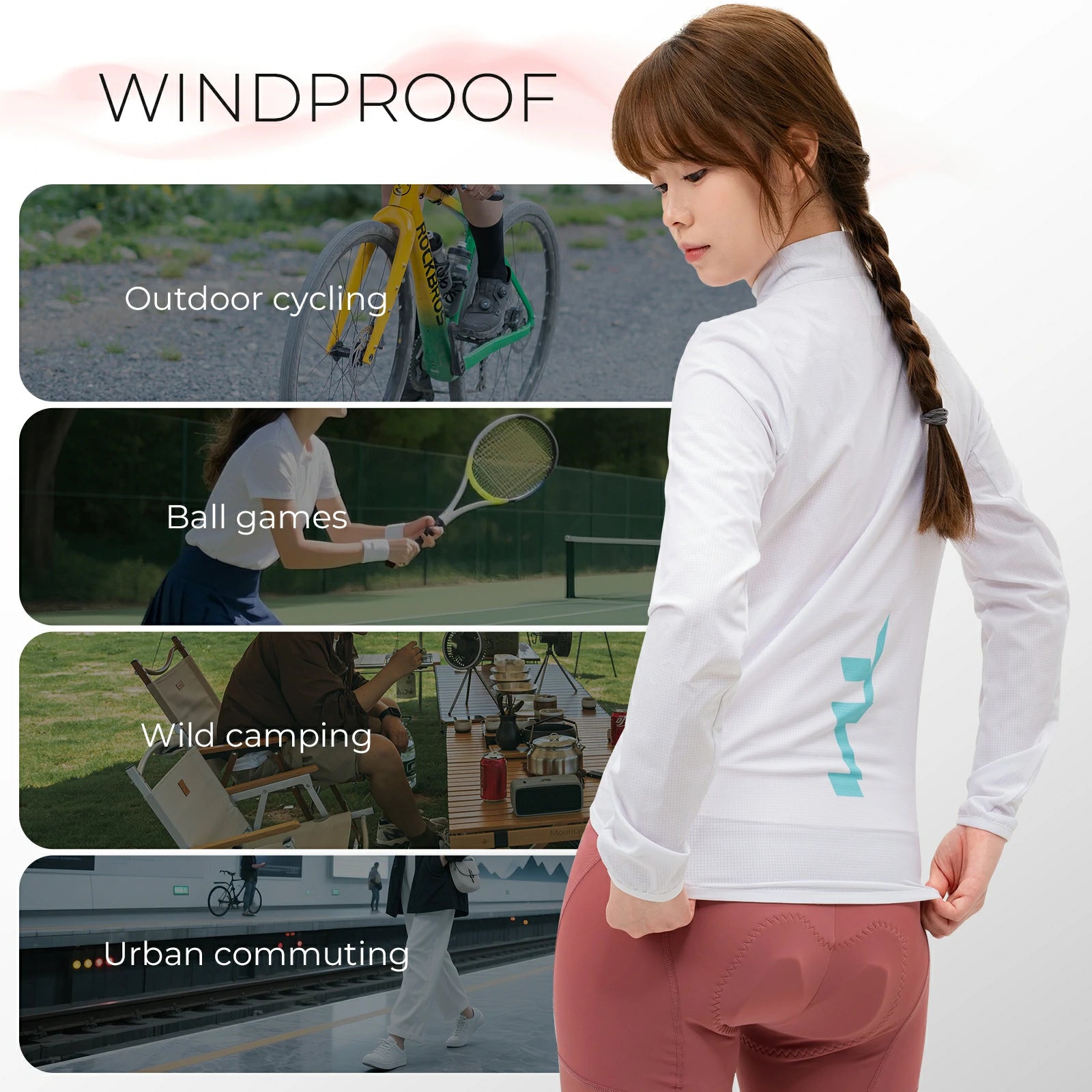 ROCKBROS TVI windproof jackets lightweight breathable for women
#Color_White