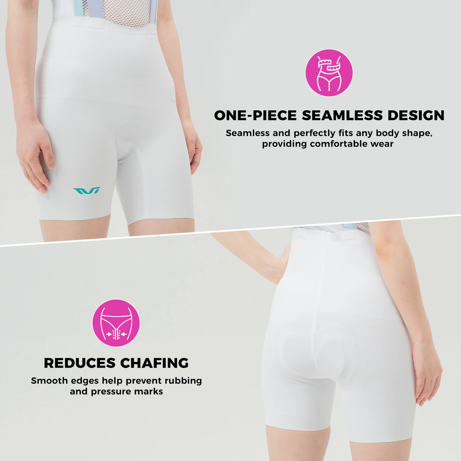 TVI Women's Cycling Bib Shorts - Ultimate Comfort & Style#Color_White