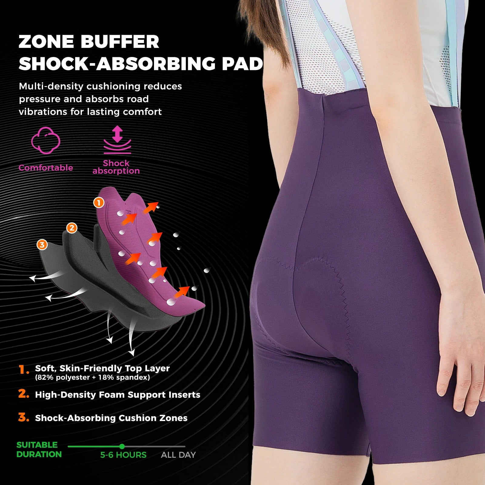 TVI Women's Cycling Bib Shorts - Ultimate Comfort & Style#Color_Purple
