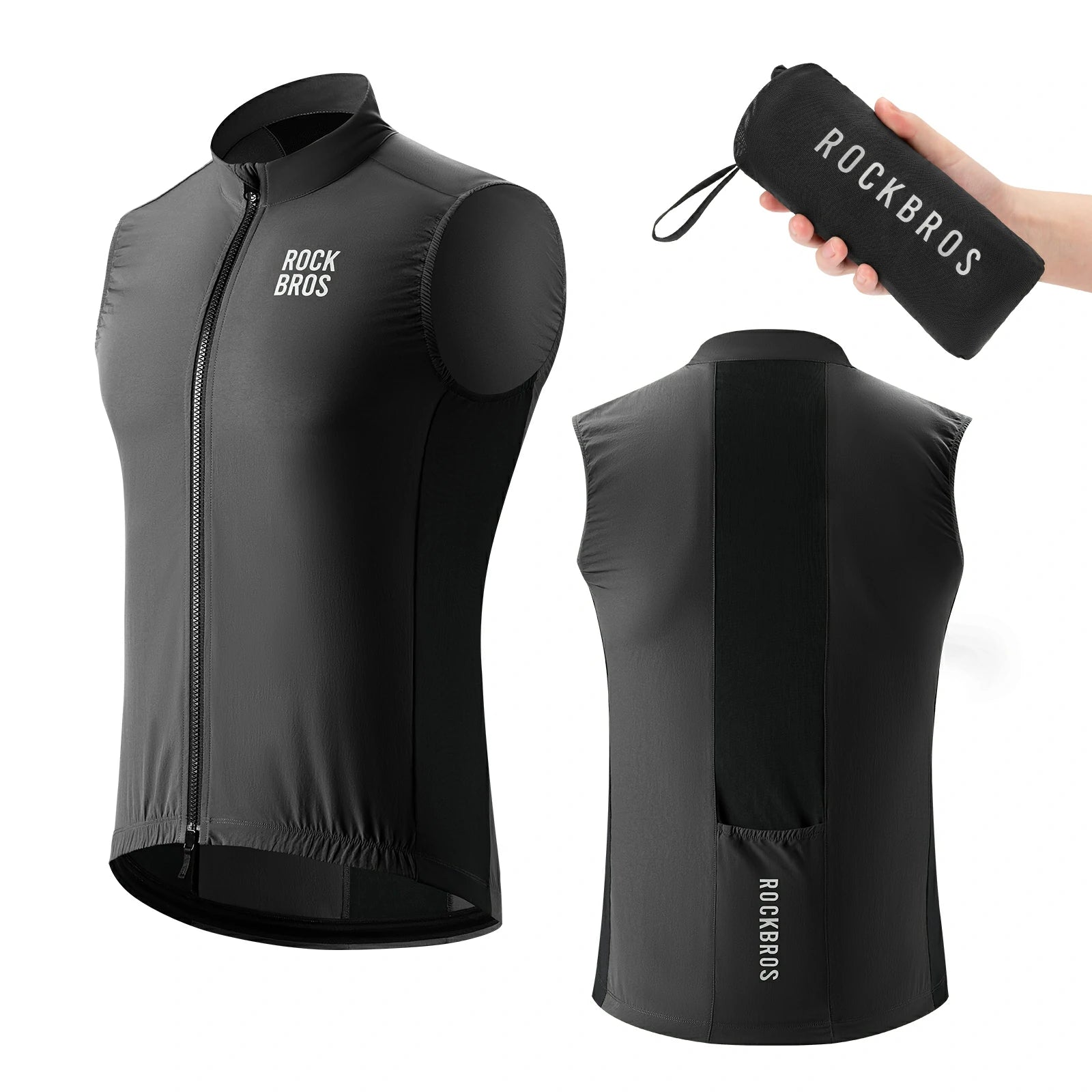 Lightweight and breathable black cycling vest for men and women#Color_Black