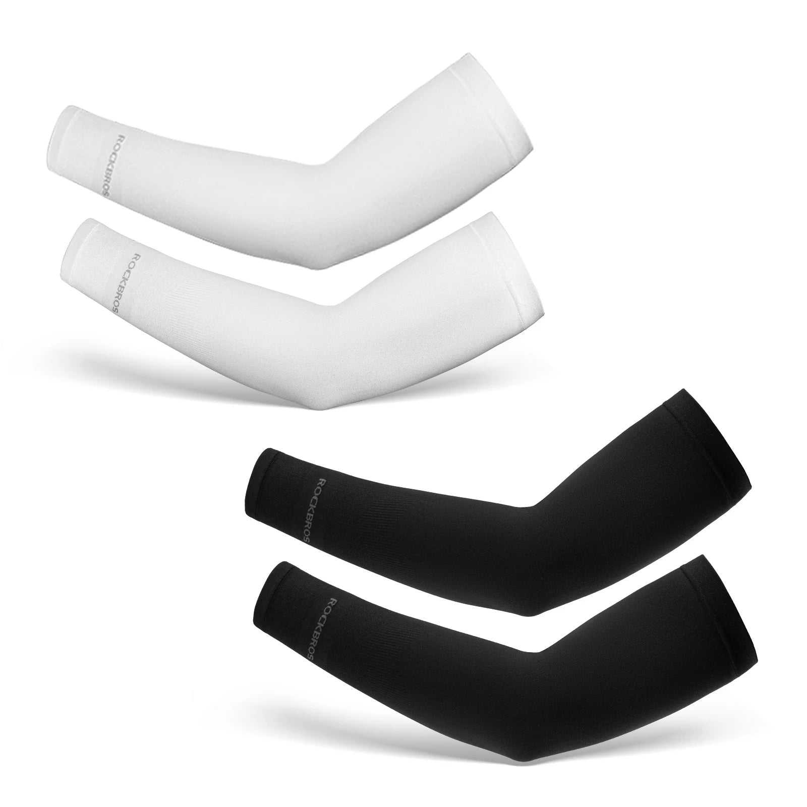 UV Cycling Arm Sleeves UPF 50+ with Quick Dry Fabric#Color_Black+White