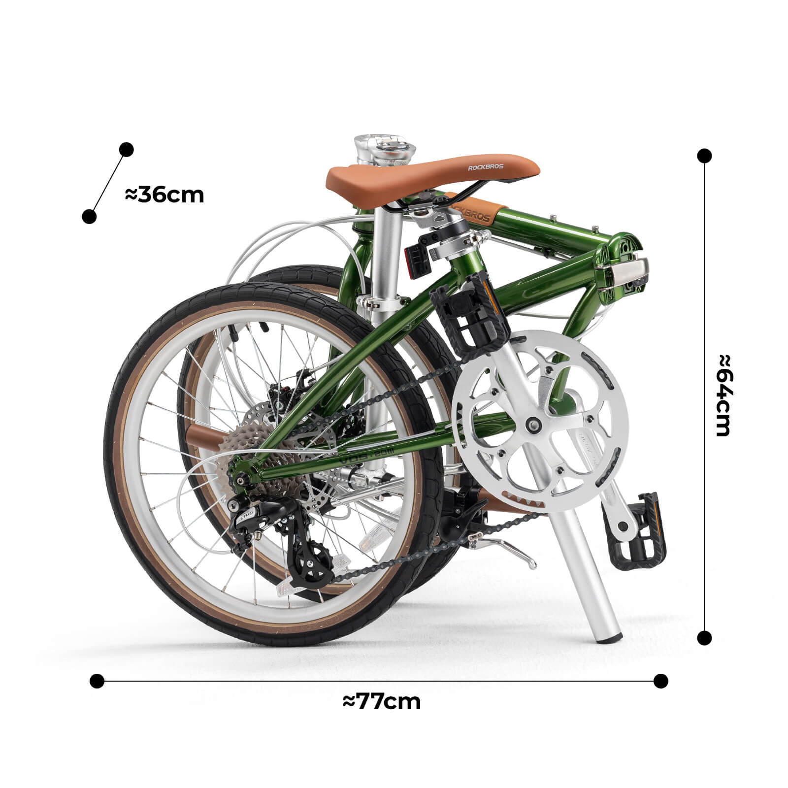 rockbros Folded view of the VDS 20-inch folding bicycle for easy storage.
#color_green