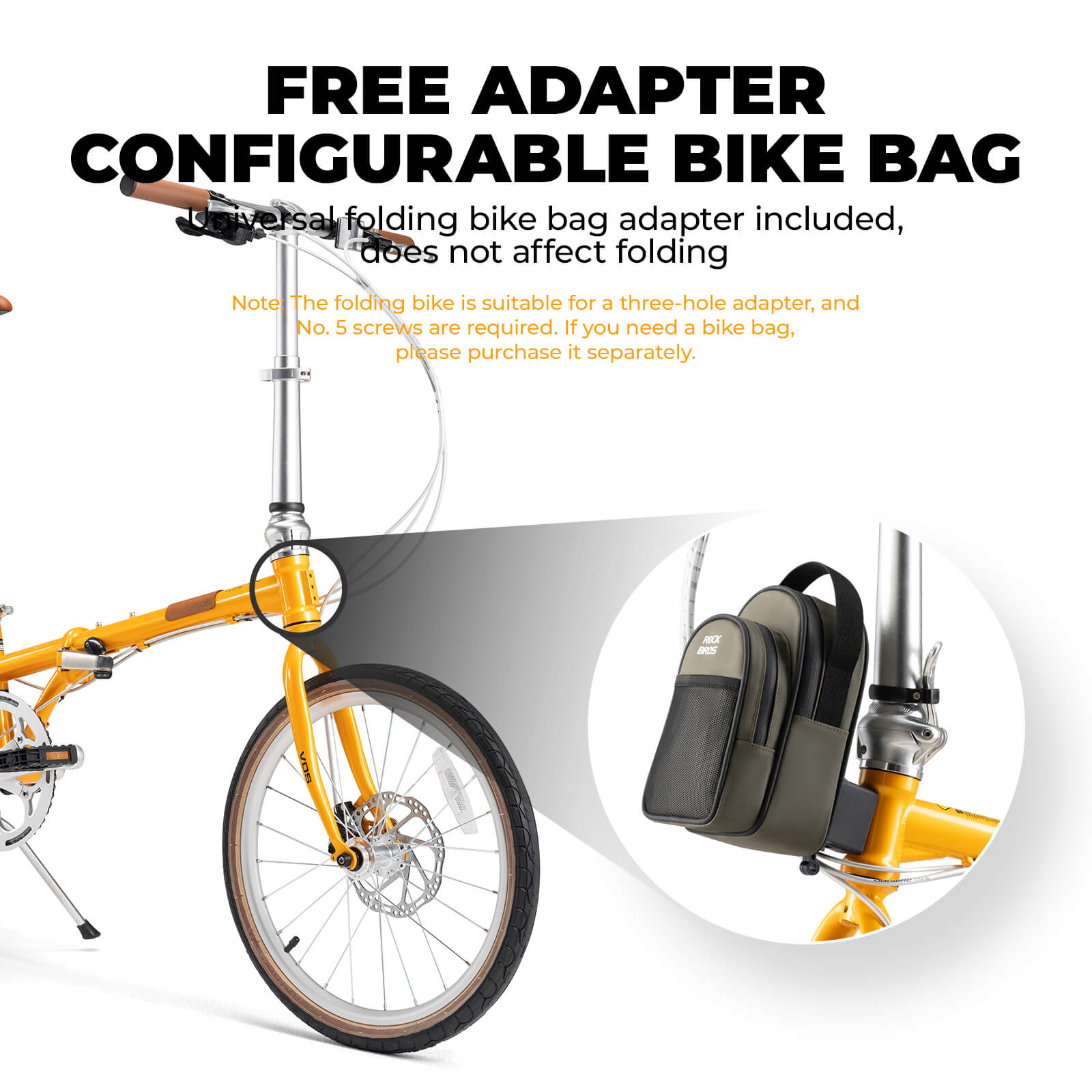 rockbros Folded view of the VDS 20-inch folding bicycle for easy storage.
#color_yellow
