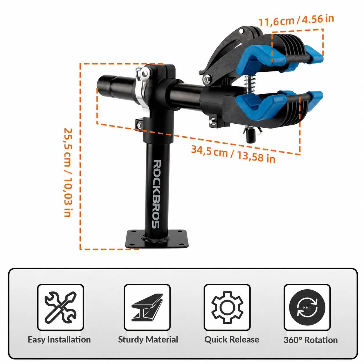 Wall Mounted Bike Repair Stand with 360° Rotating Clamp