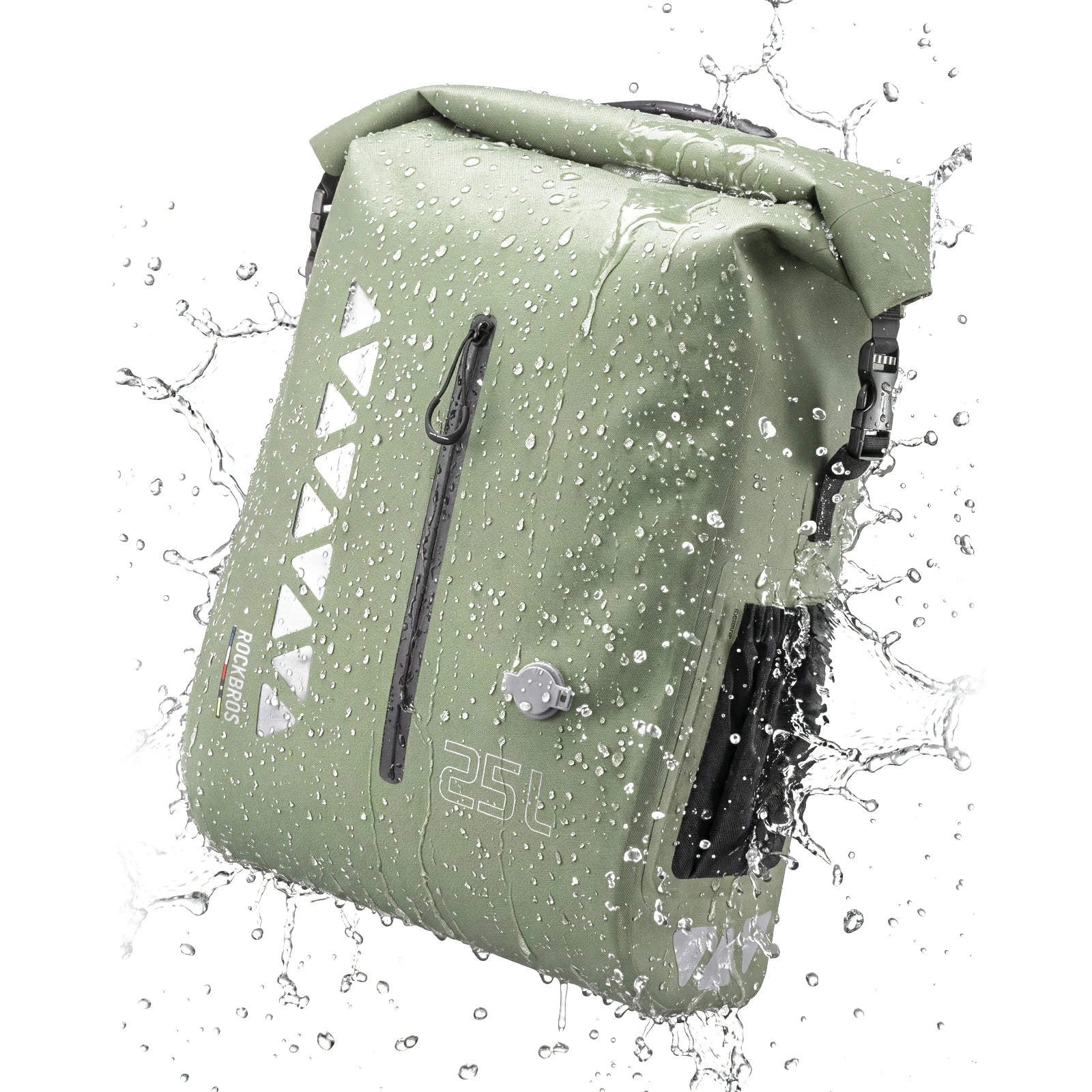 Waterproof 25L Bike Pannier Bag with Roll-Top & Smart Storage#Color_Mint Green