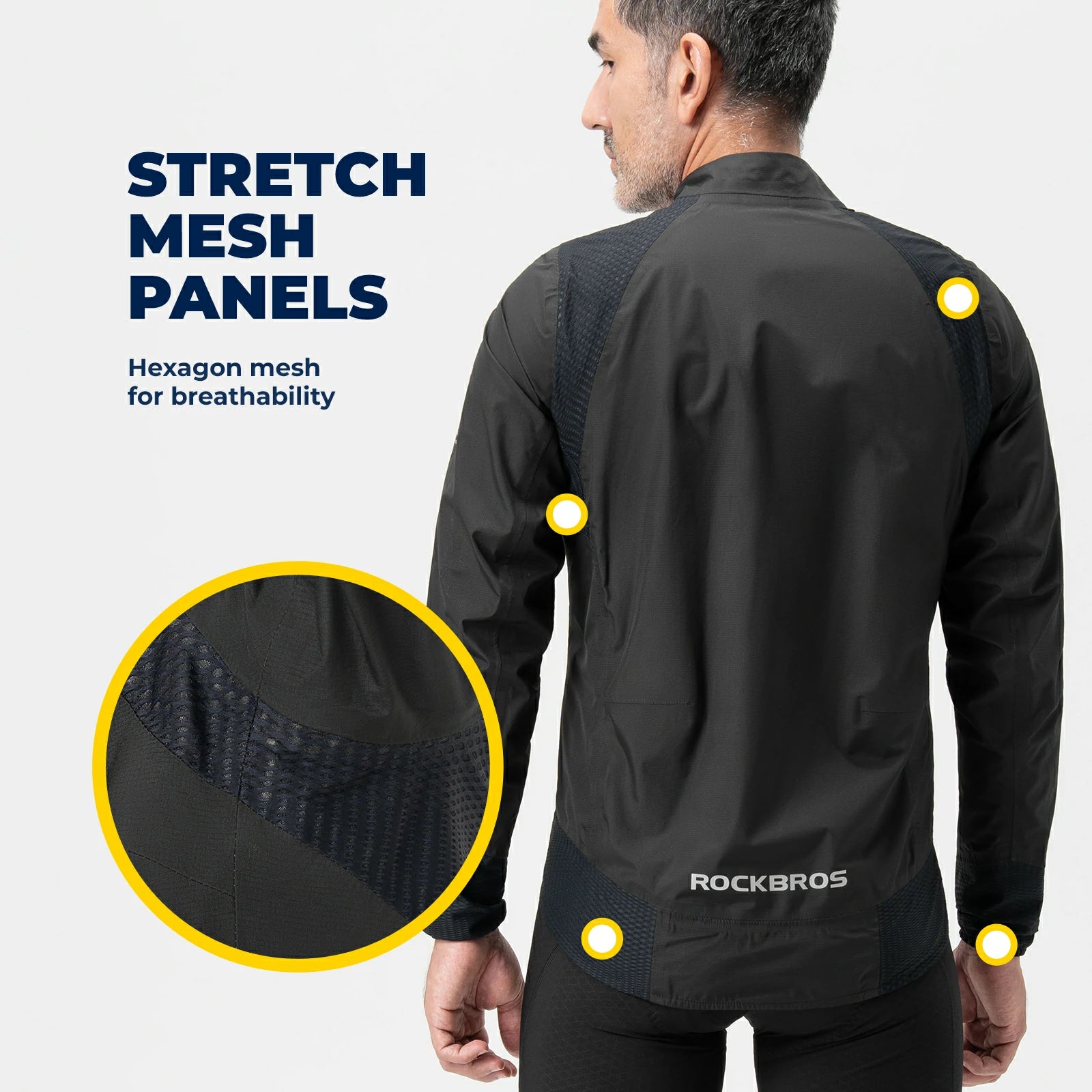 Waterproof breathable cycling jacket with dual zipper, reflective details and storm protection