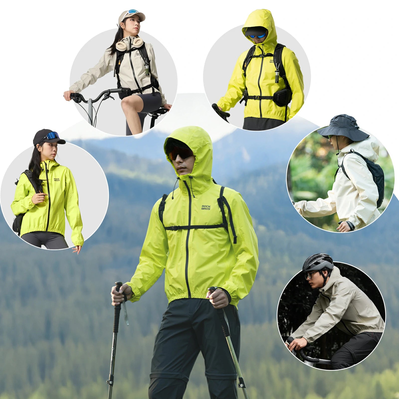 waterproof cycling rain jacket lightweight breathable raincoat for men and women