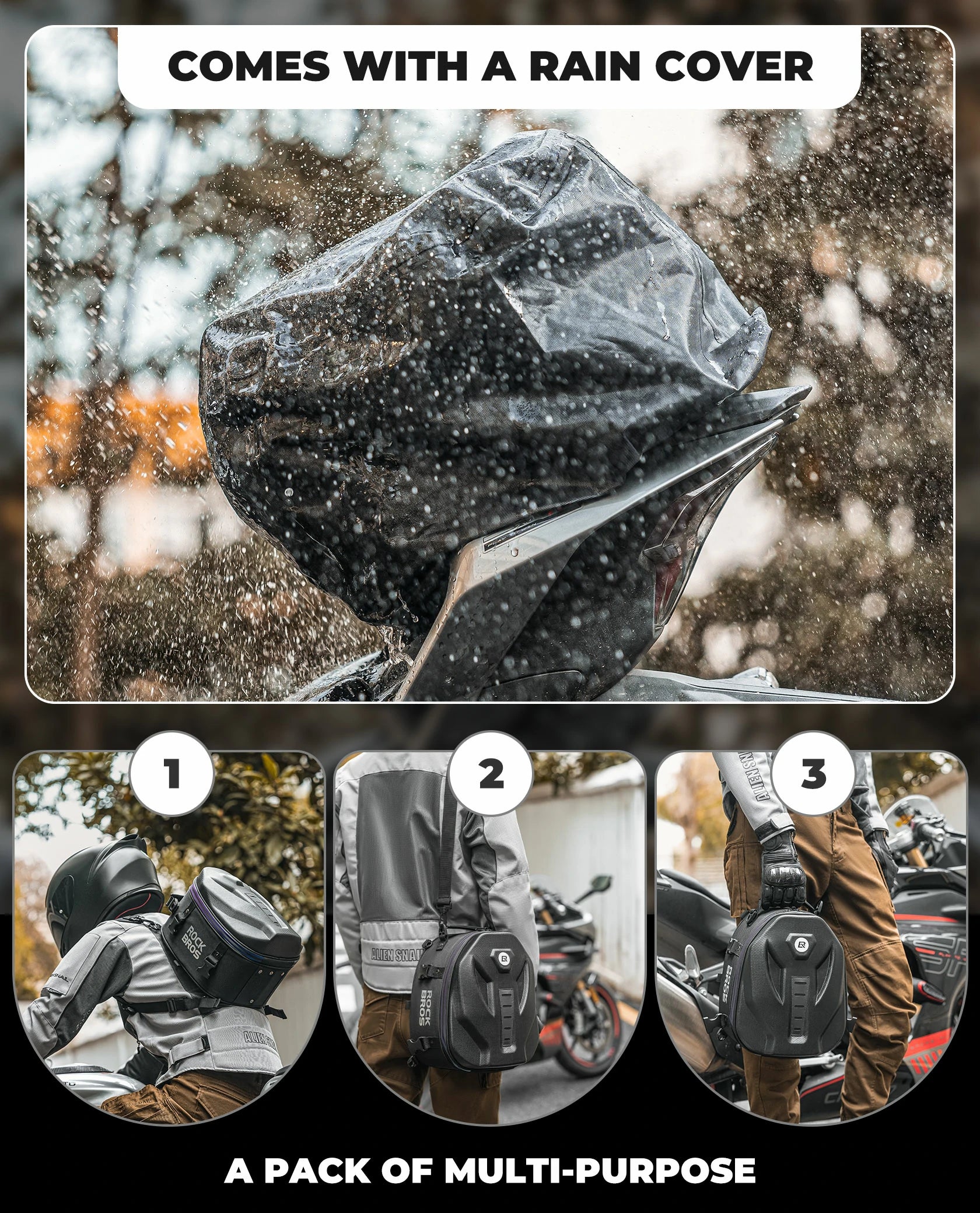 Waterproof Motorcycle & E-Bike Rear Seat Tail Bag