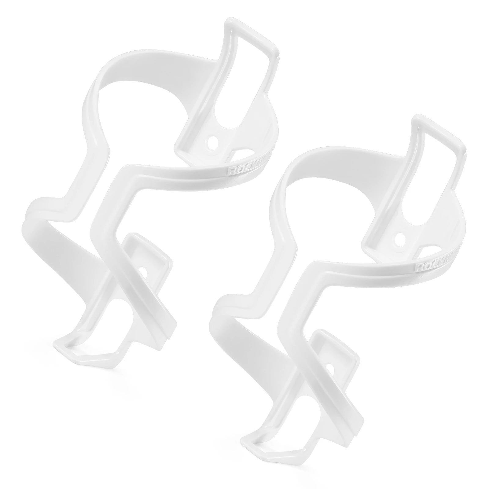 White PC lightweight bike bottle cage 2 pack wide opening design#color_white