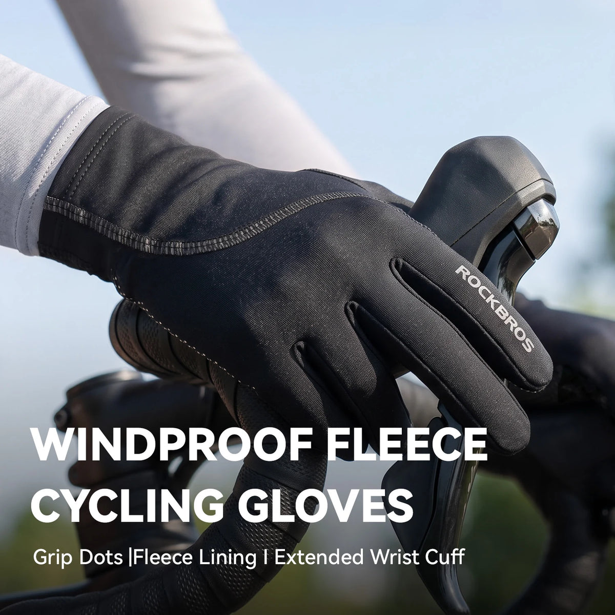 Windproof fleece cycling gloves detail